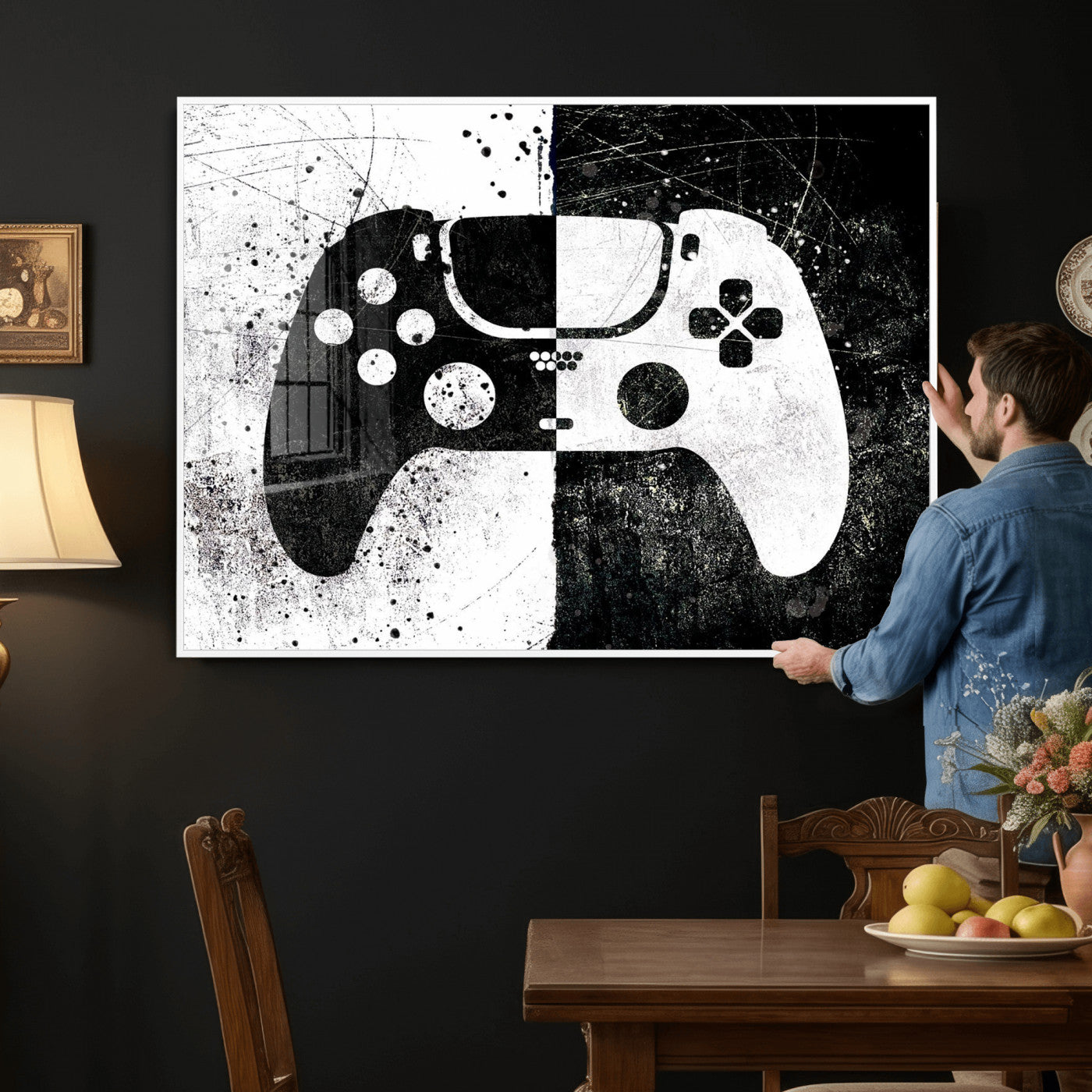 Abstract Gaming Controller Wall Art Canvas Print