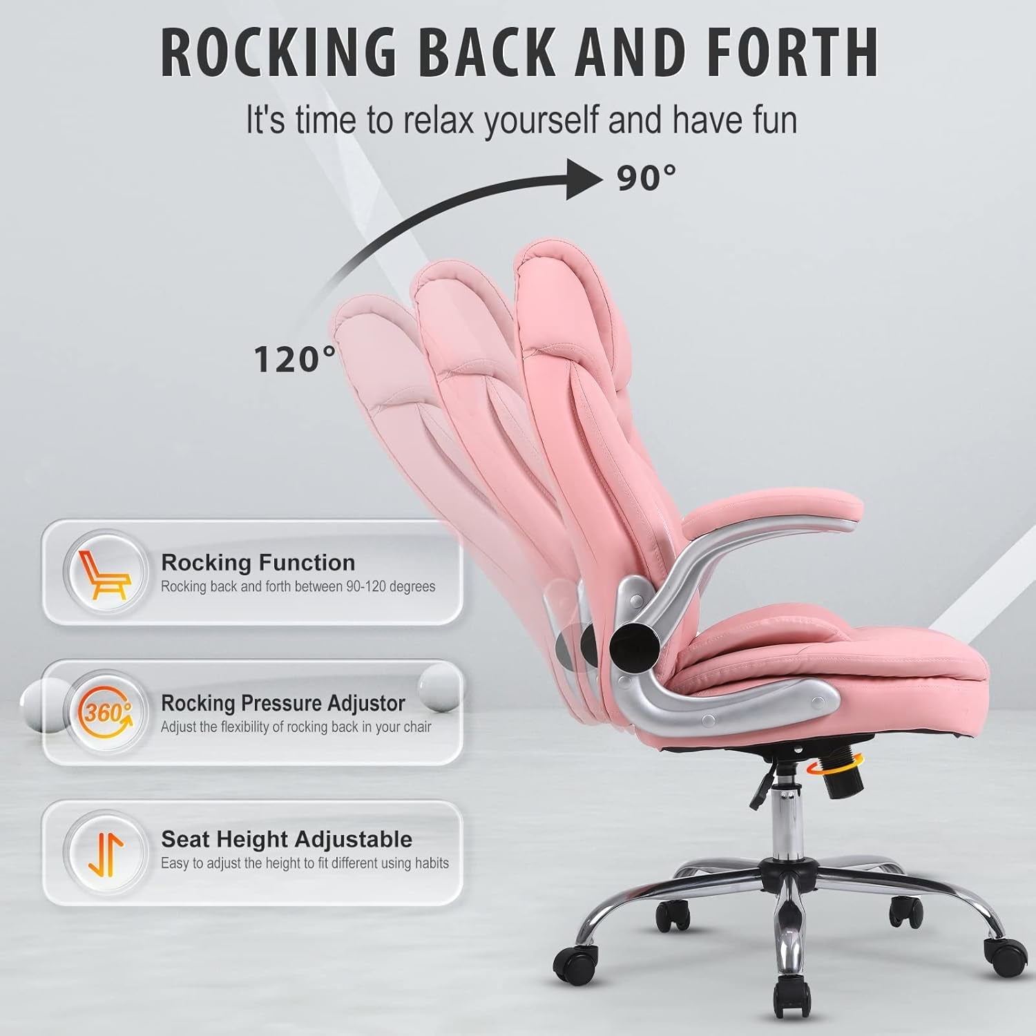 Pink Ergonomic Office Chair With Adjustable Lumbar Support