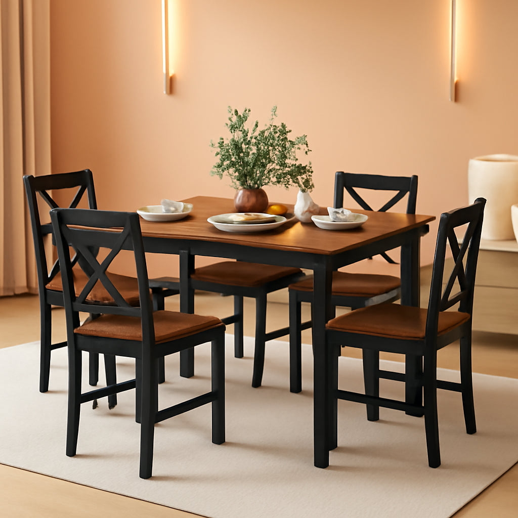 Executive Solid Rubber Wood Space Saving Dining Set