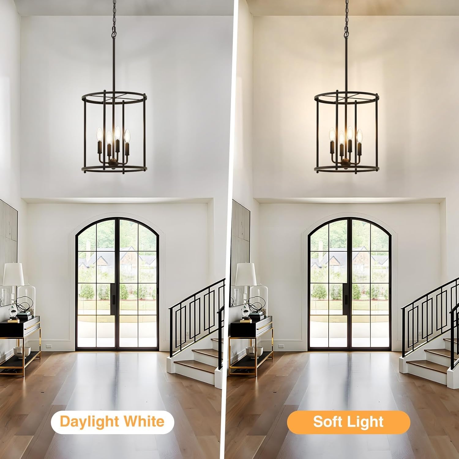 Industrial Black Chandelier Adjustable Height Ceiling Light-3