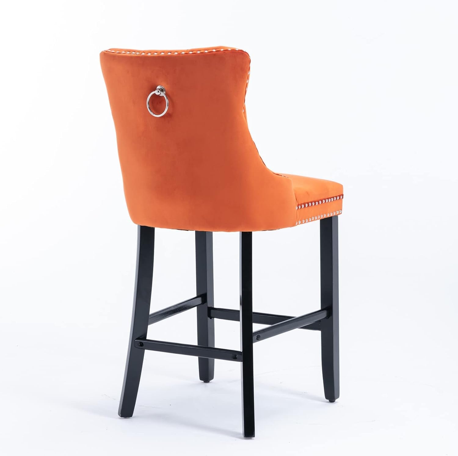 Wingback Velvet Bar Stools Set Of Two Orange Counter Height