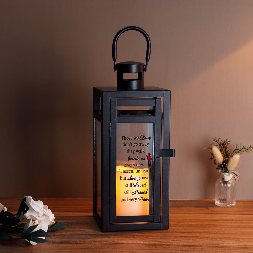 12''H Memorial Lantern Indoor & Outdoor Use(Matte Black)-3