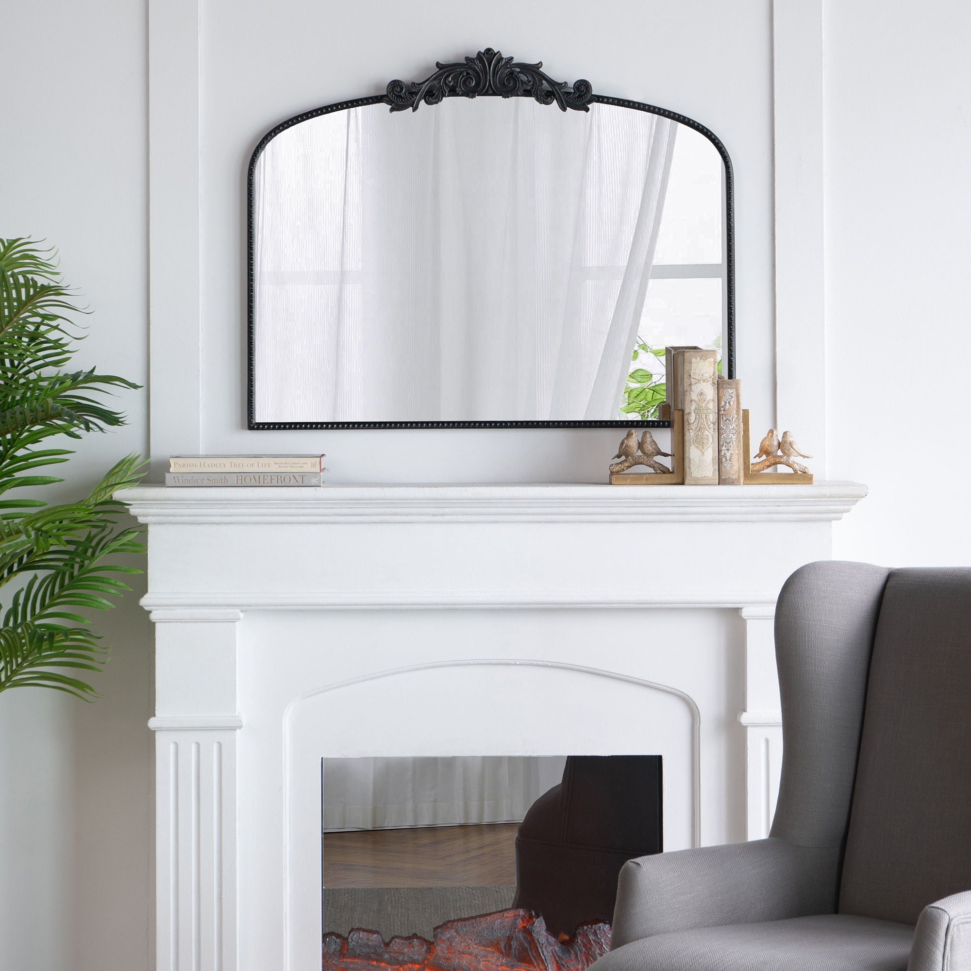 Arch Mirror, Baroque Inspired Wall Decor For Bathroom, Bedroom, Living Room