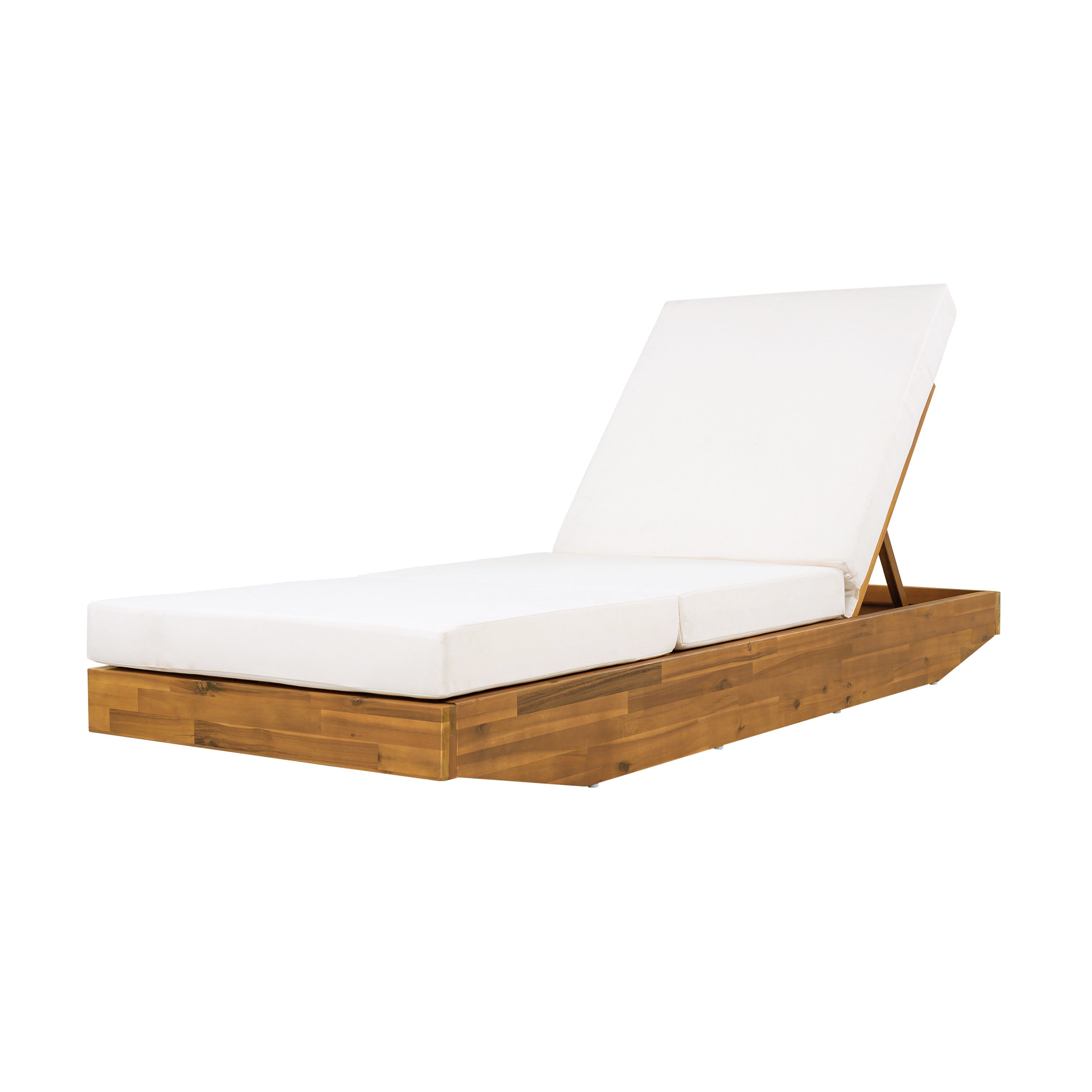 Acacia Wood Chaise Lounge with Cushion