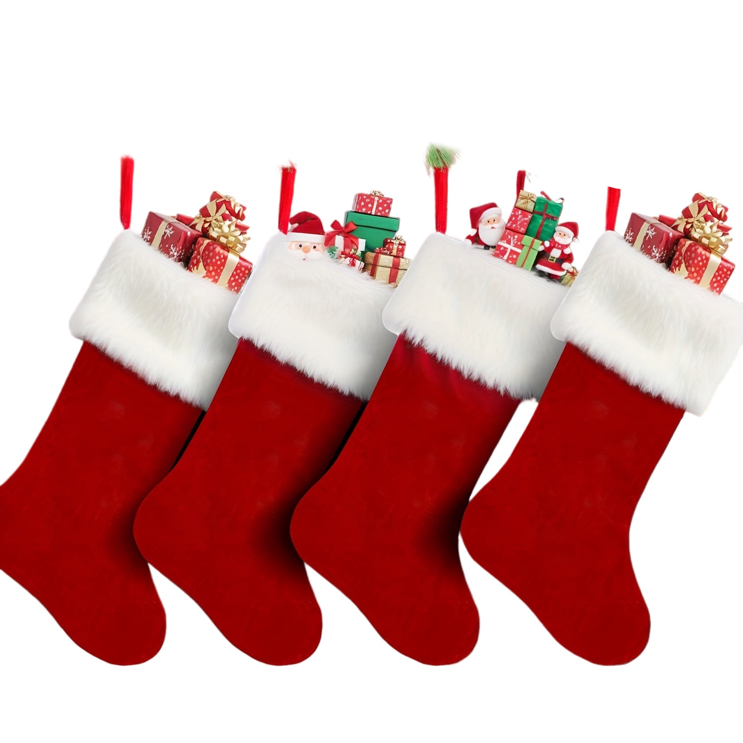 Classic Christmas Stockings Polyester Velvet Tube Socks (4pc)-0