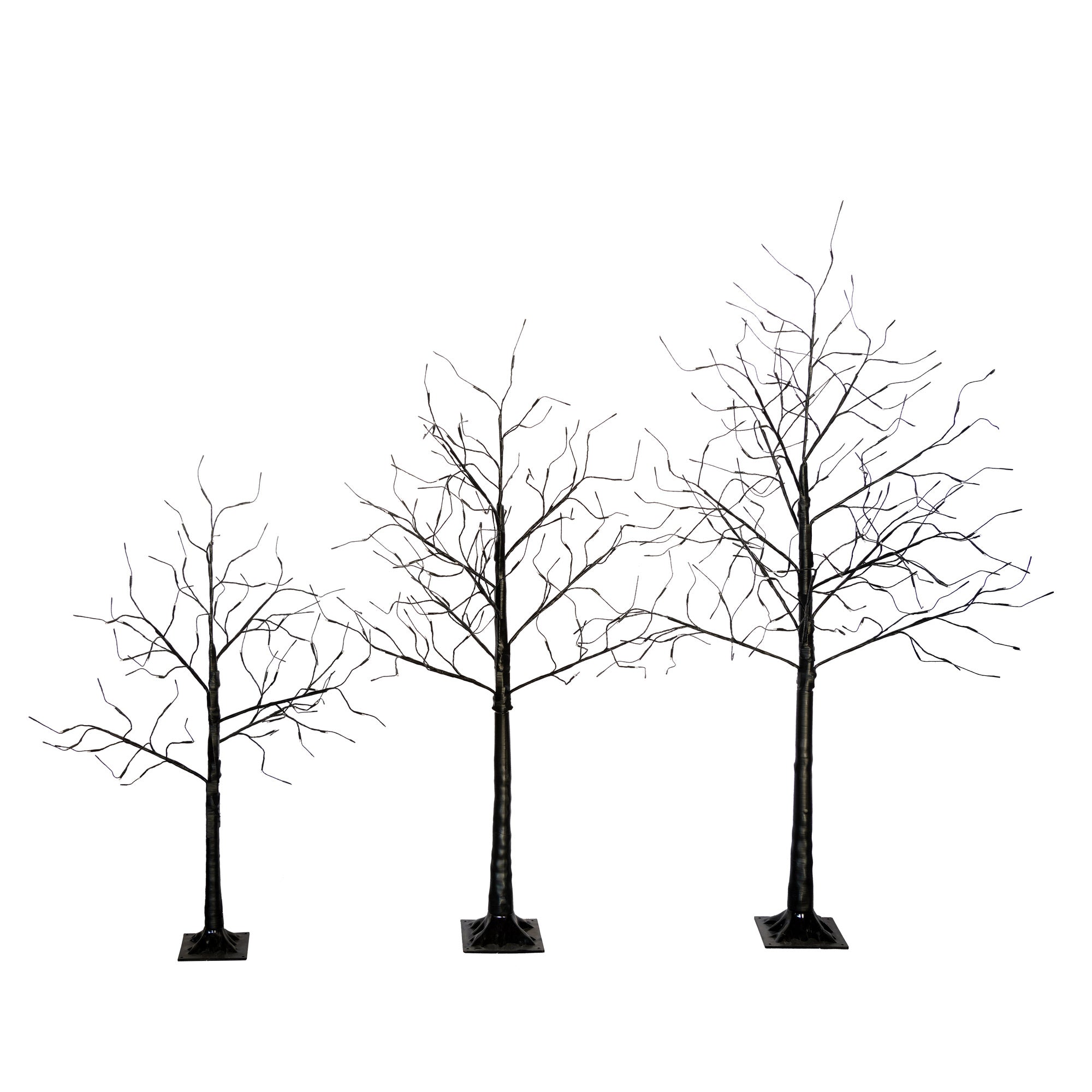 3 Pc Illuminated Halloween Tree with Purple LED Glow