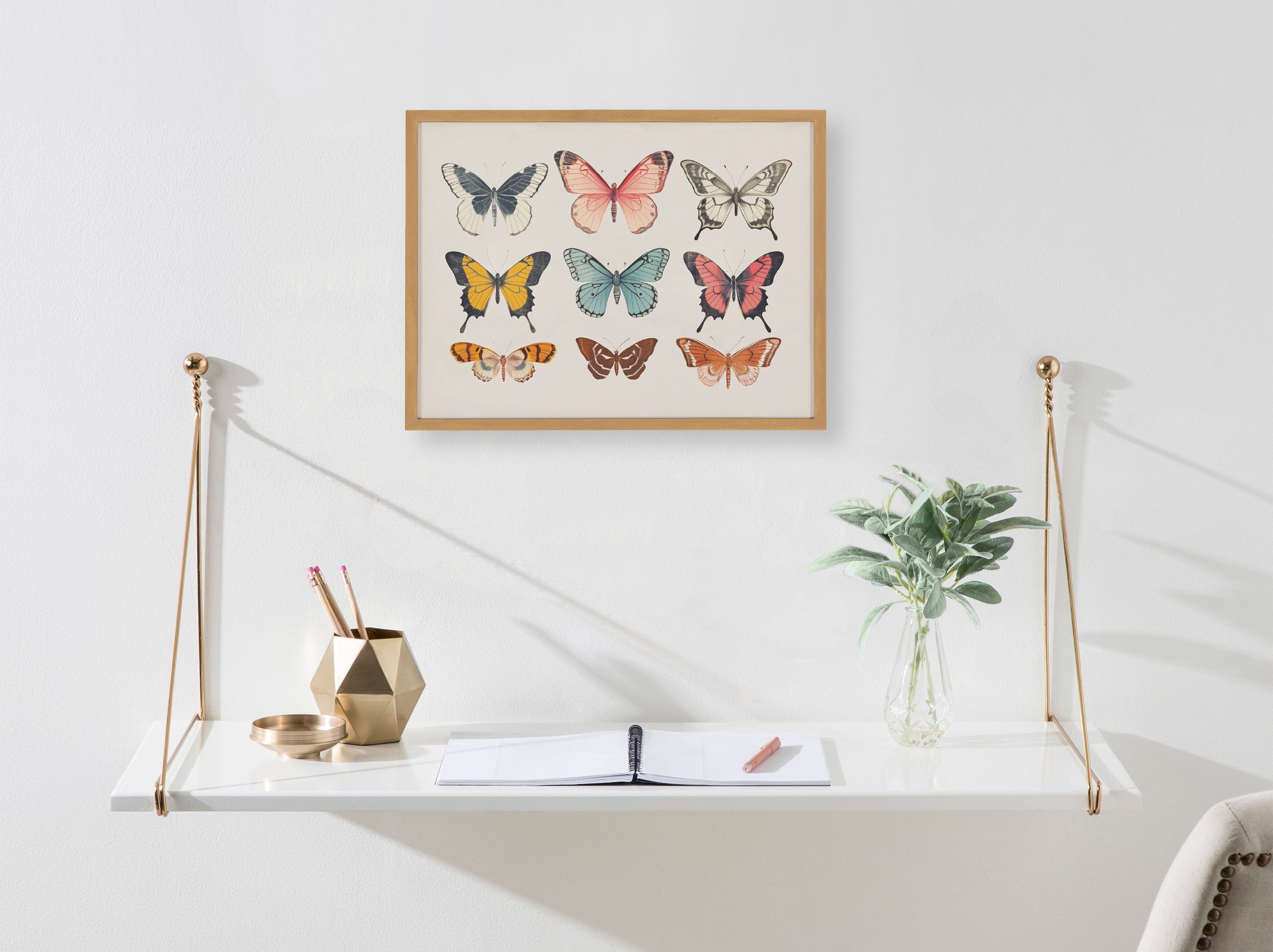 Gallery Vintage Style Muted Pastel Butterflies II Print by The Creative Bunch Studio
