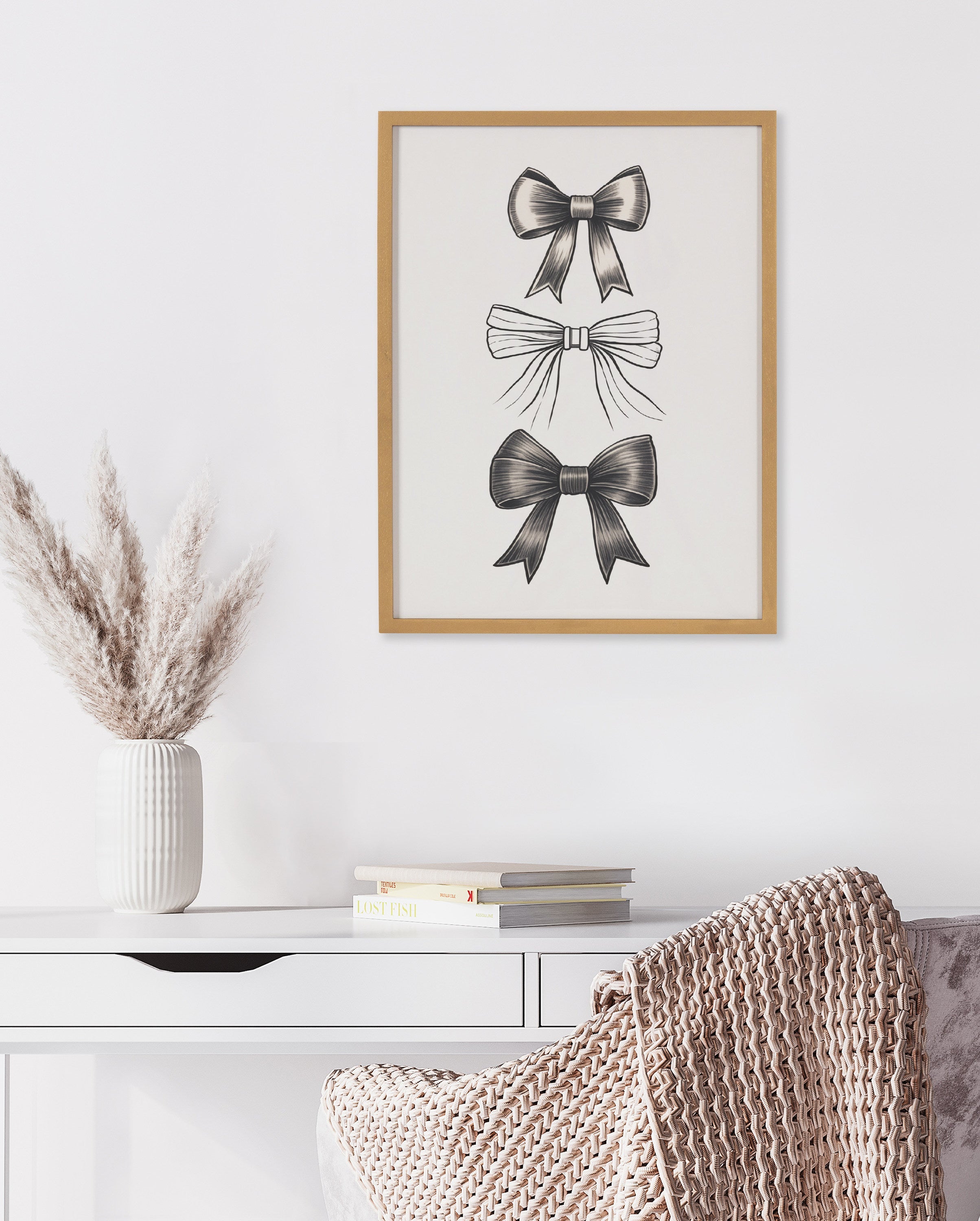 Gallery Coquette Preppy Retro Girly Black Bows Print by The Creative Bunch Studio