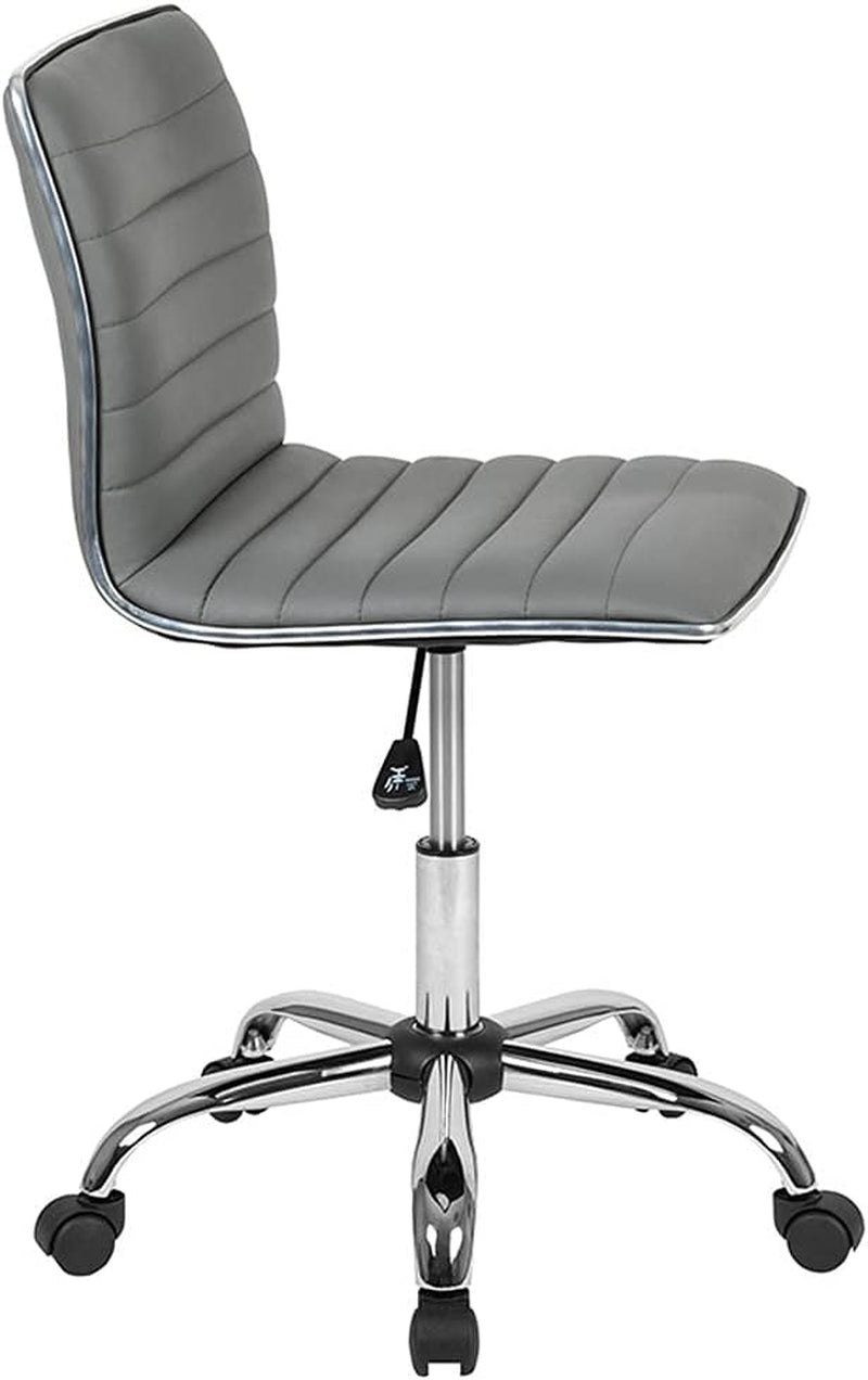 Alan Low Back Light Gray Ribbed Swivel Office Chair