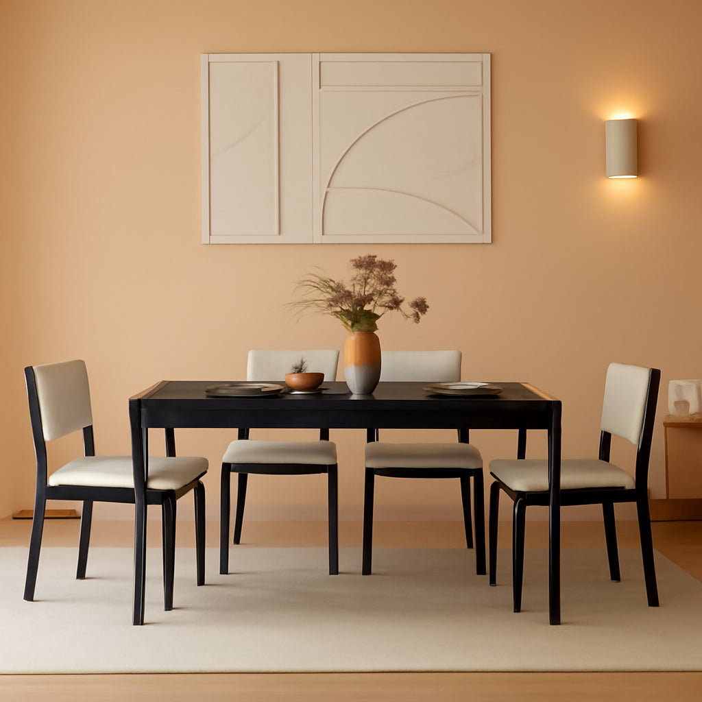 Mingle 55 Inch Modern Rectangular Dinner Table Burnt Black