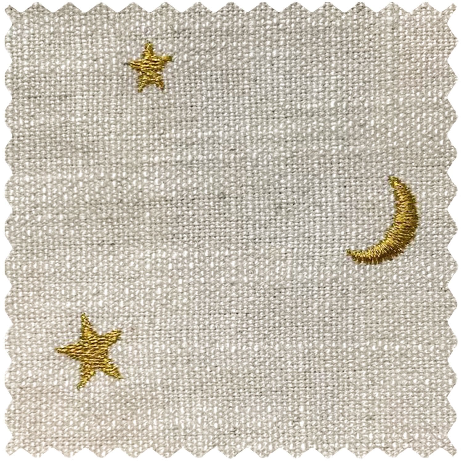Ravi Moon & Star Embroidered Cotton Linen Curtains