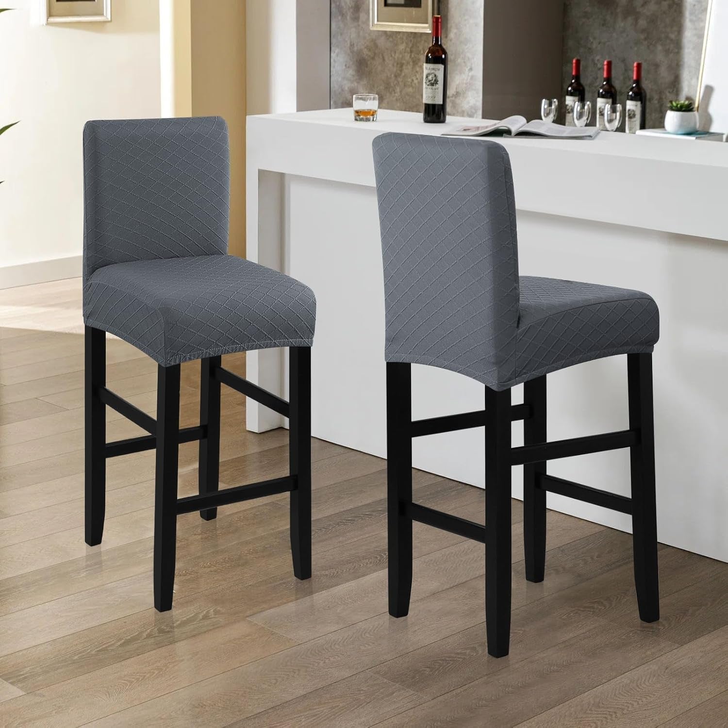 Waterproof Bar Stool Covers Grey Slipcovers 4 Pack Set
