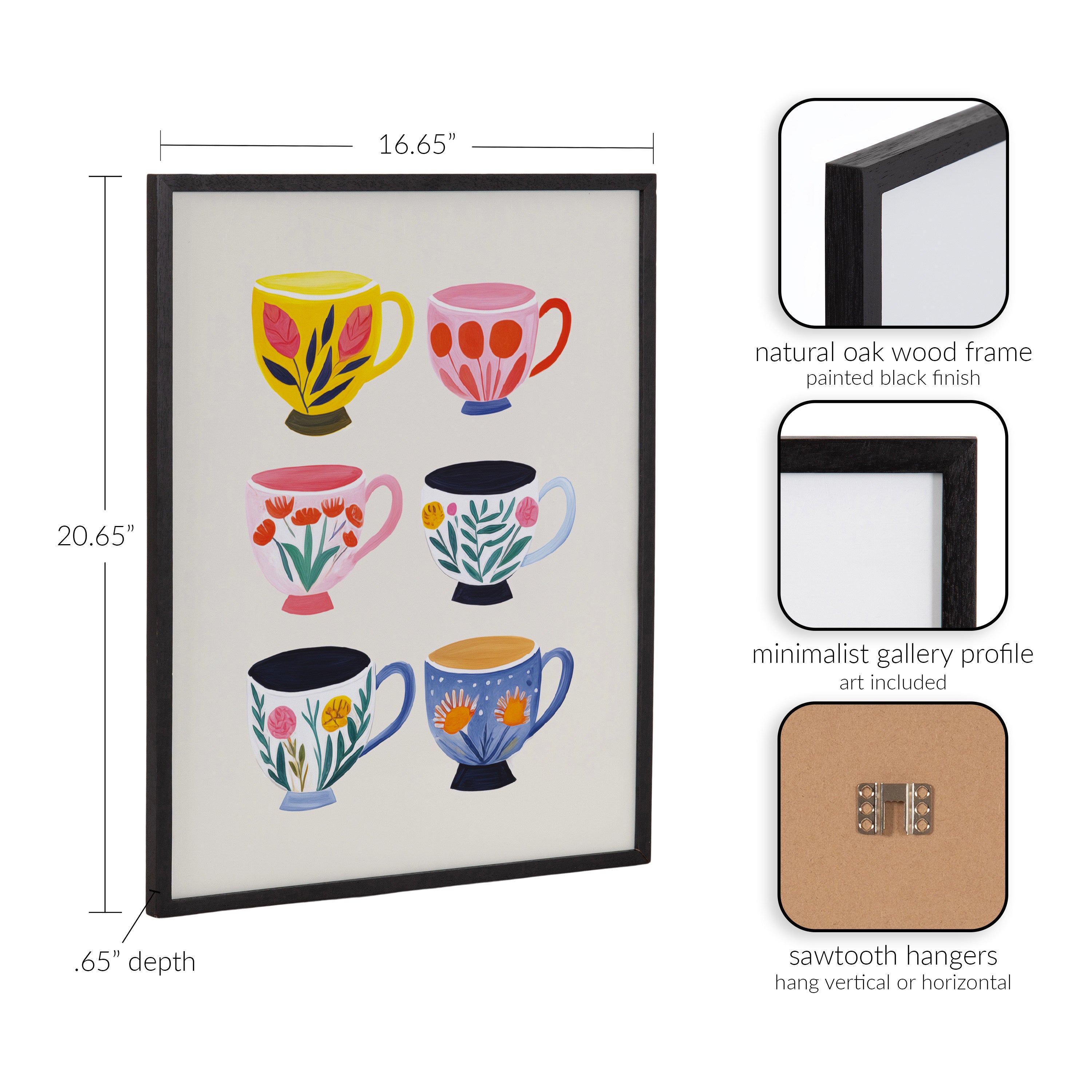 Gallery Botanical Coffee Shop Tea Cups Print by The Creative Bunch Studio