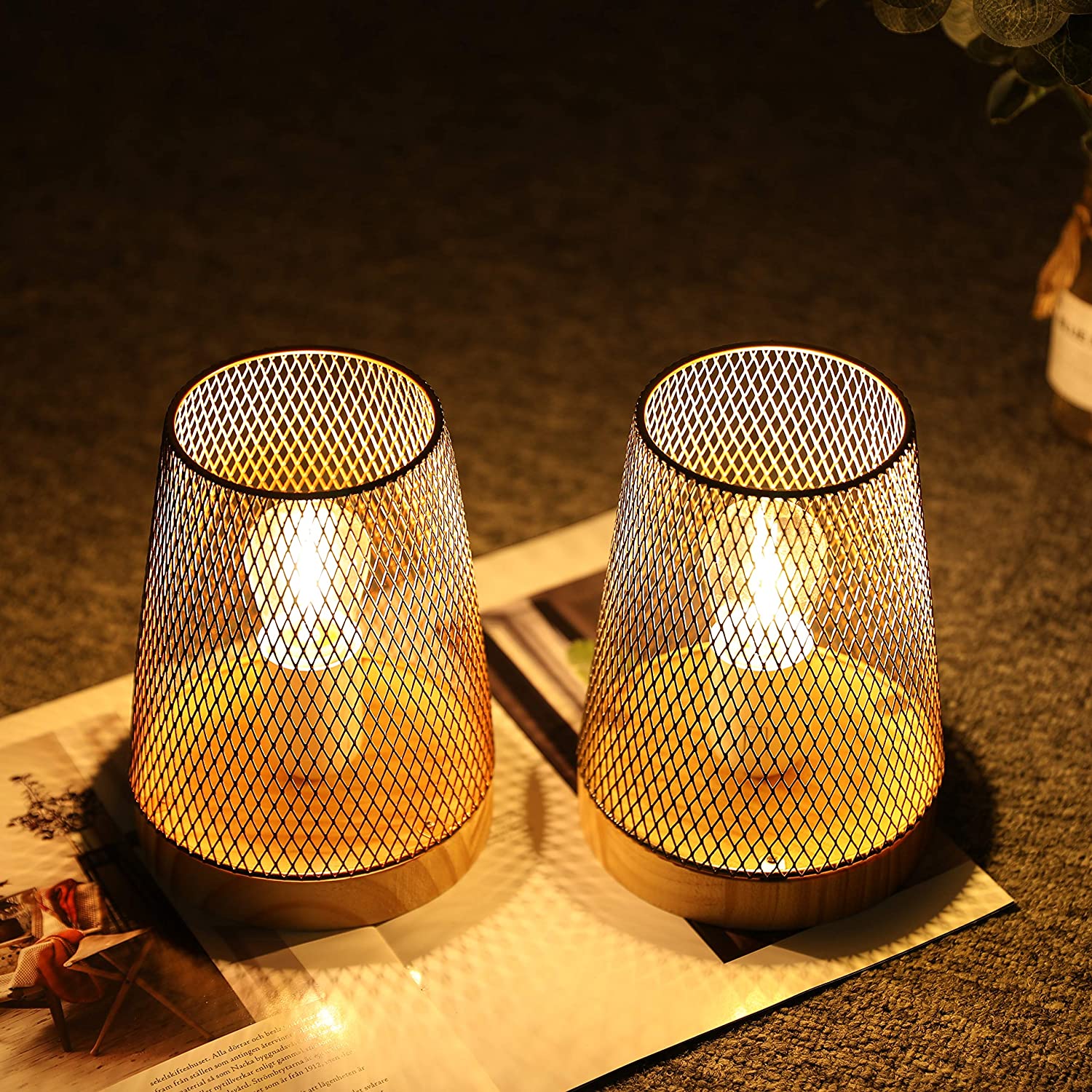 7.5''High Battery Powered Metal Mesh Table Lamp(Set of 2)-2