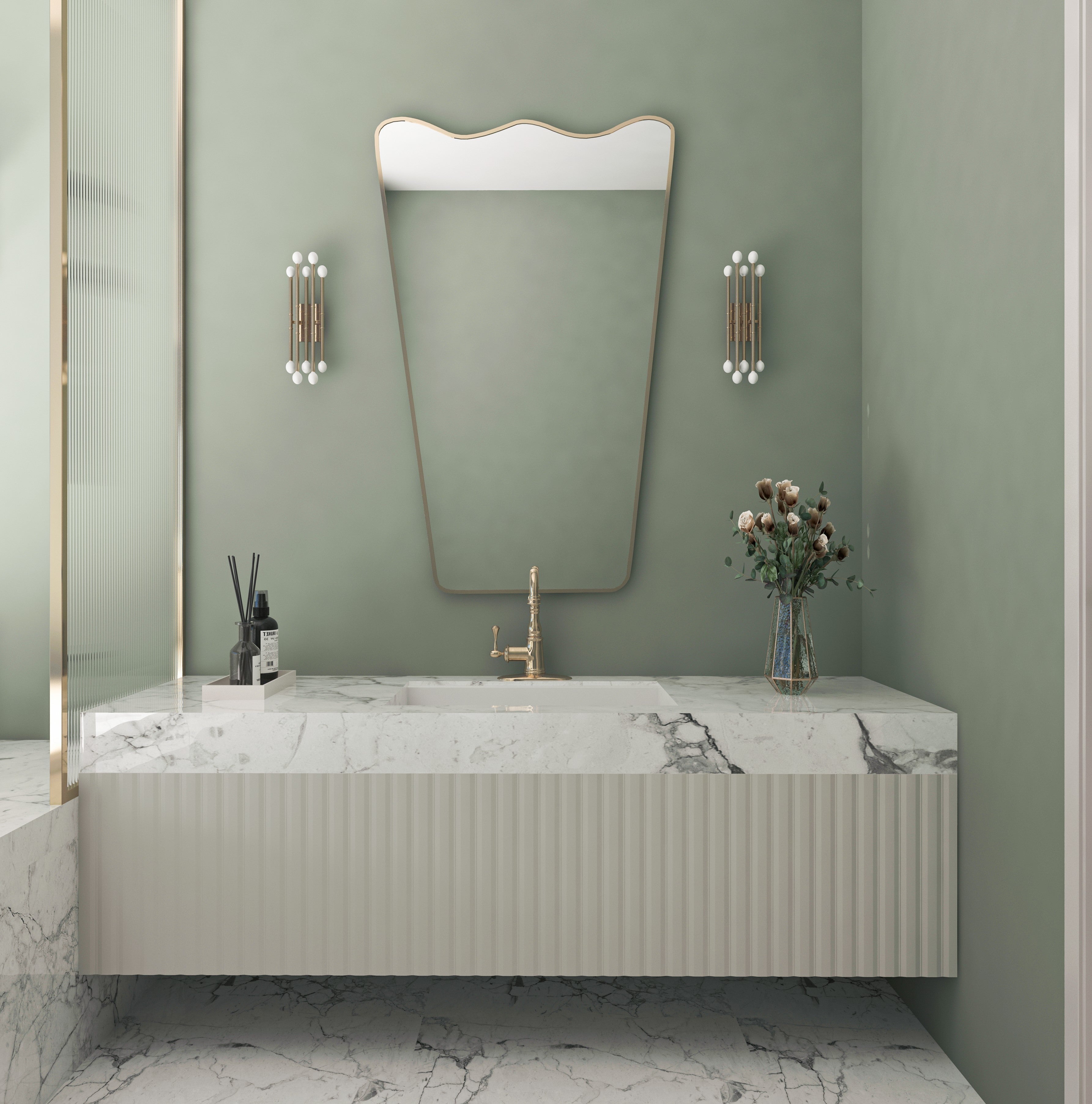 Wavy Irregular Mirror Asymmetrical Mirror Home Decor