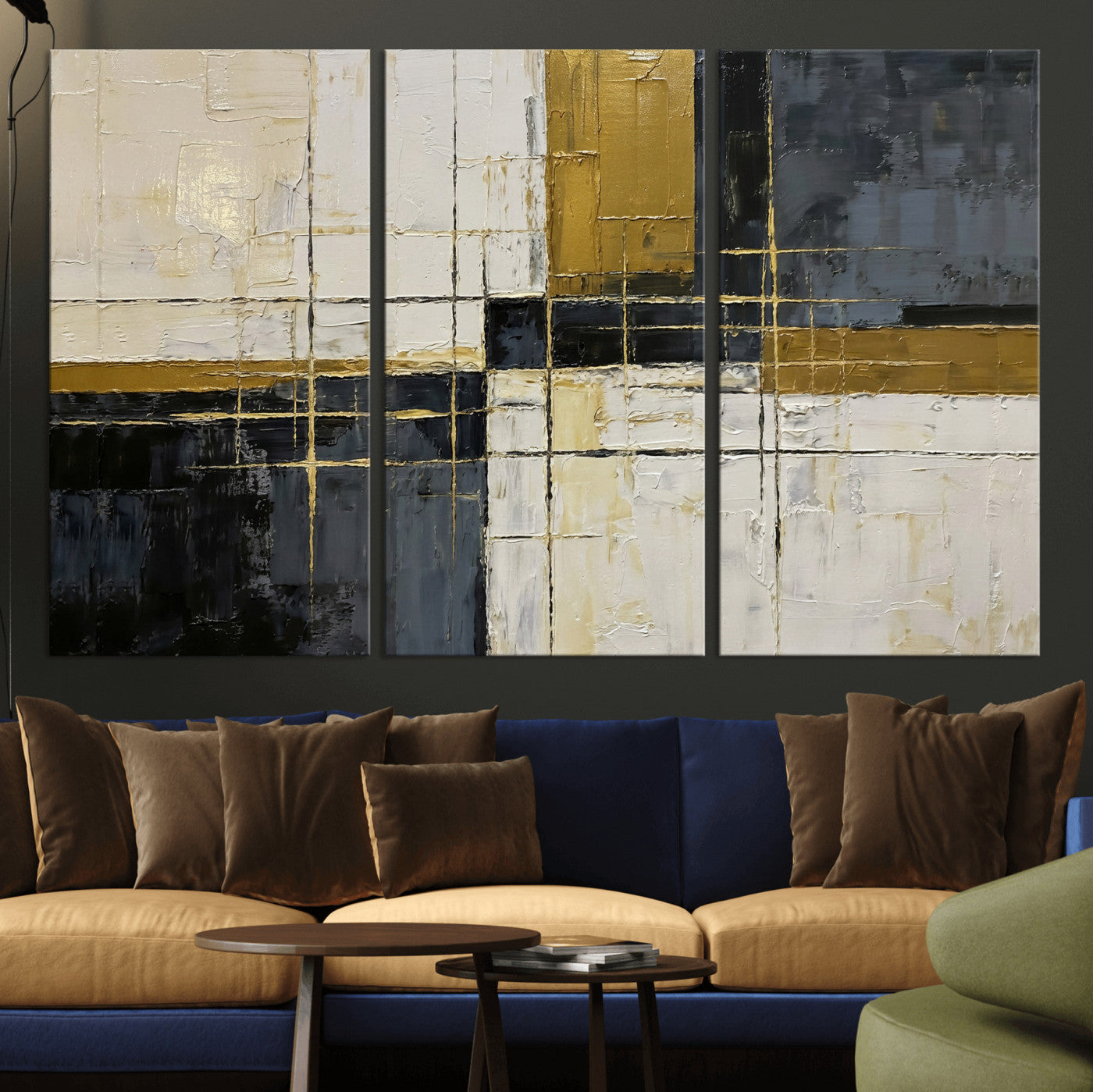 Abstract Gold and Black Wall Art Canvas Print – Modern