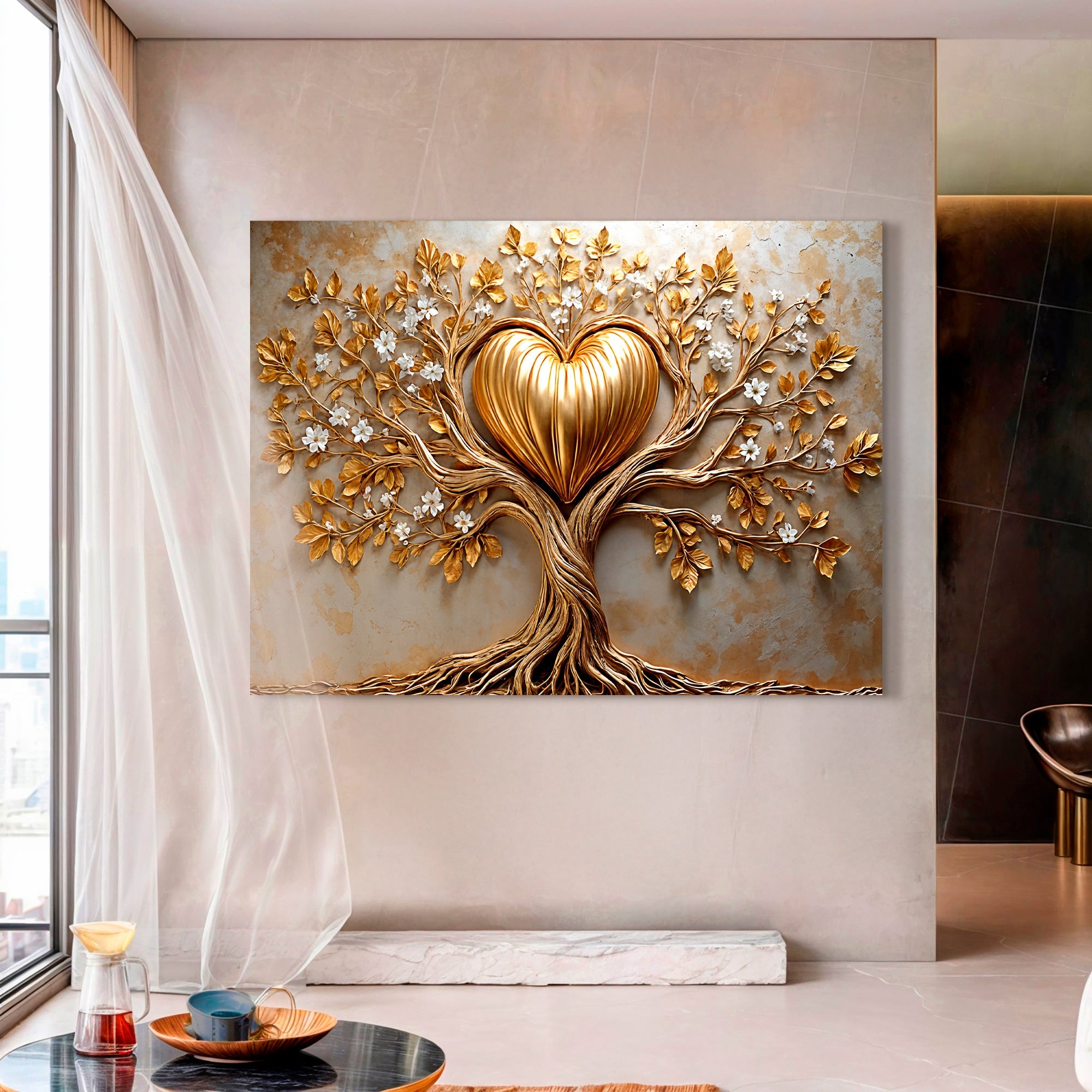 Golden Tree Heart Wall Art
