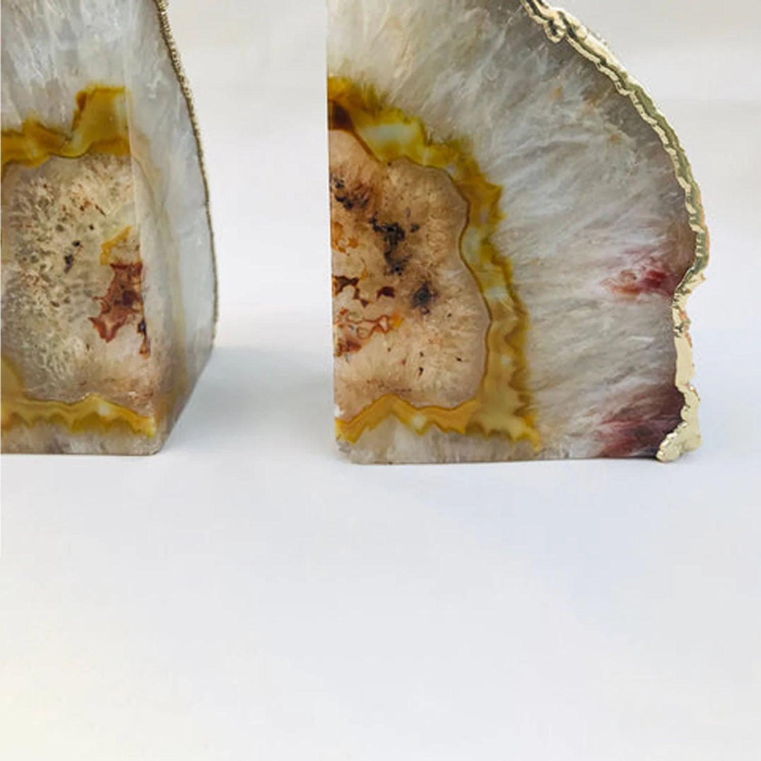 Natural Clear Plated Agate Bookends - PRHOMZ