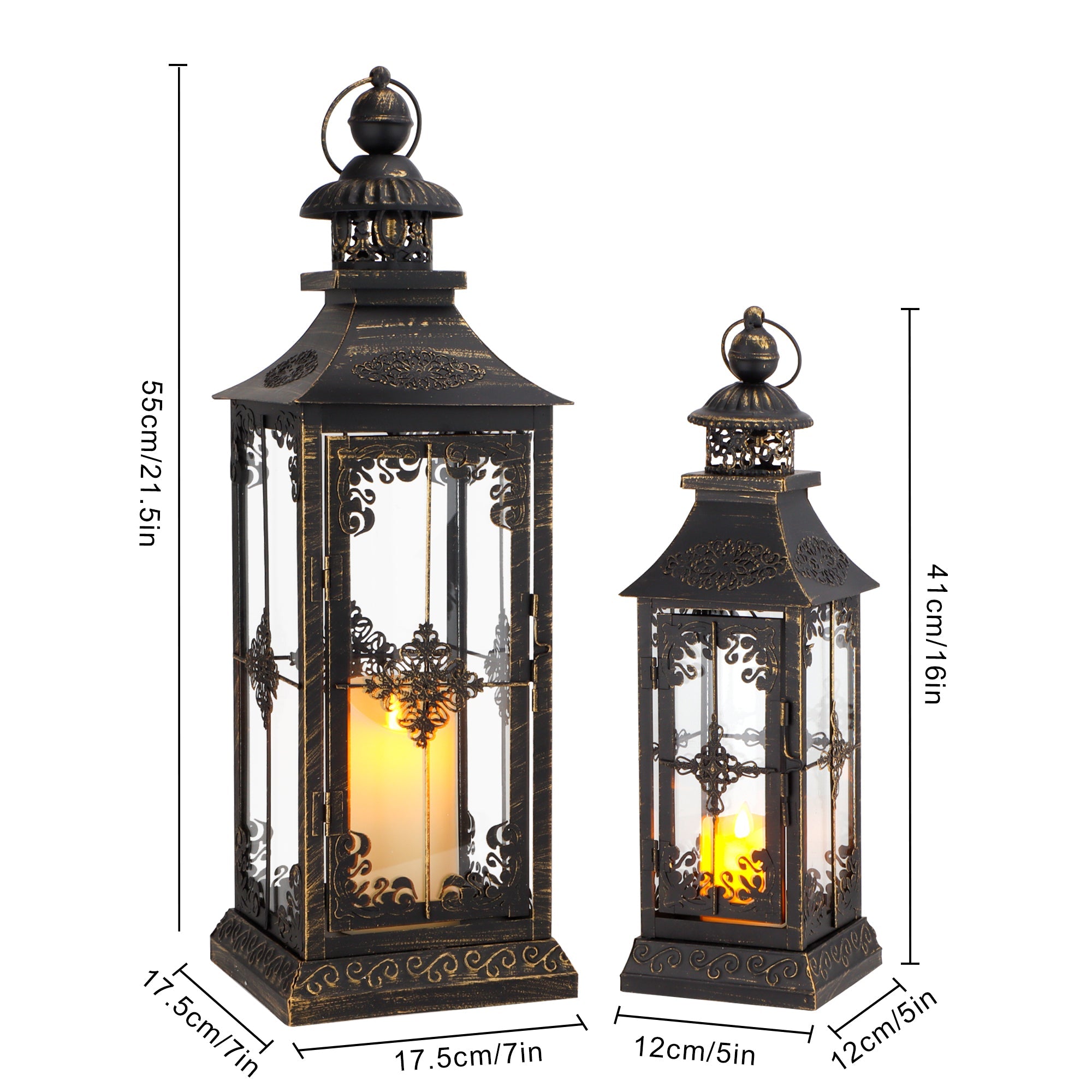 Vintage metal candle lamp (two-piece set)-1