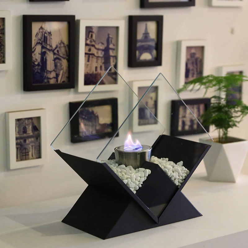 14.5 Inch Tall Portable Tabletop Fireplace | Elevated Bio-Ethanol Fire Bowl for Indoor & Outdoor Decor | Ventless Dancing Flame-2