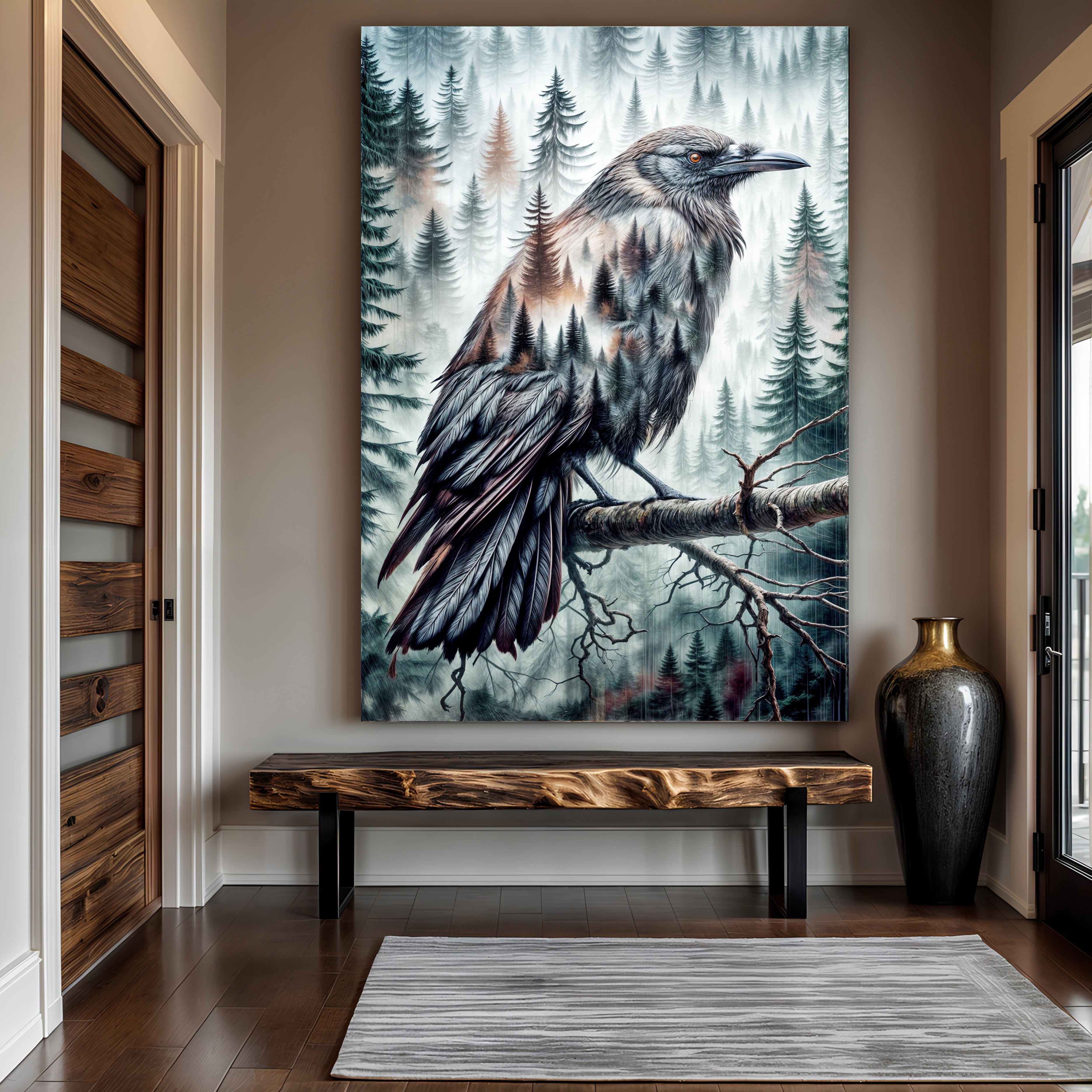 Crow Double Exposure Wall Art