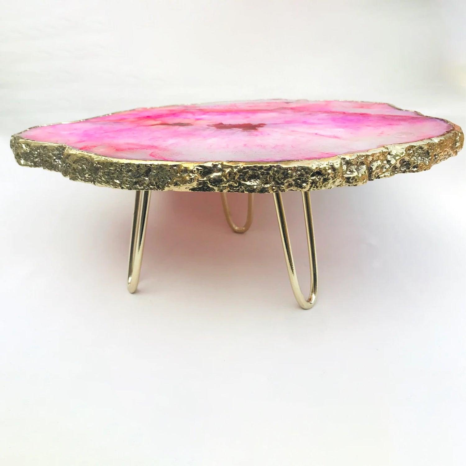 Pink Agate Cake Stand/Centrepiece/Display Stand/Tray - PRHOMZ