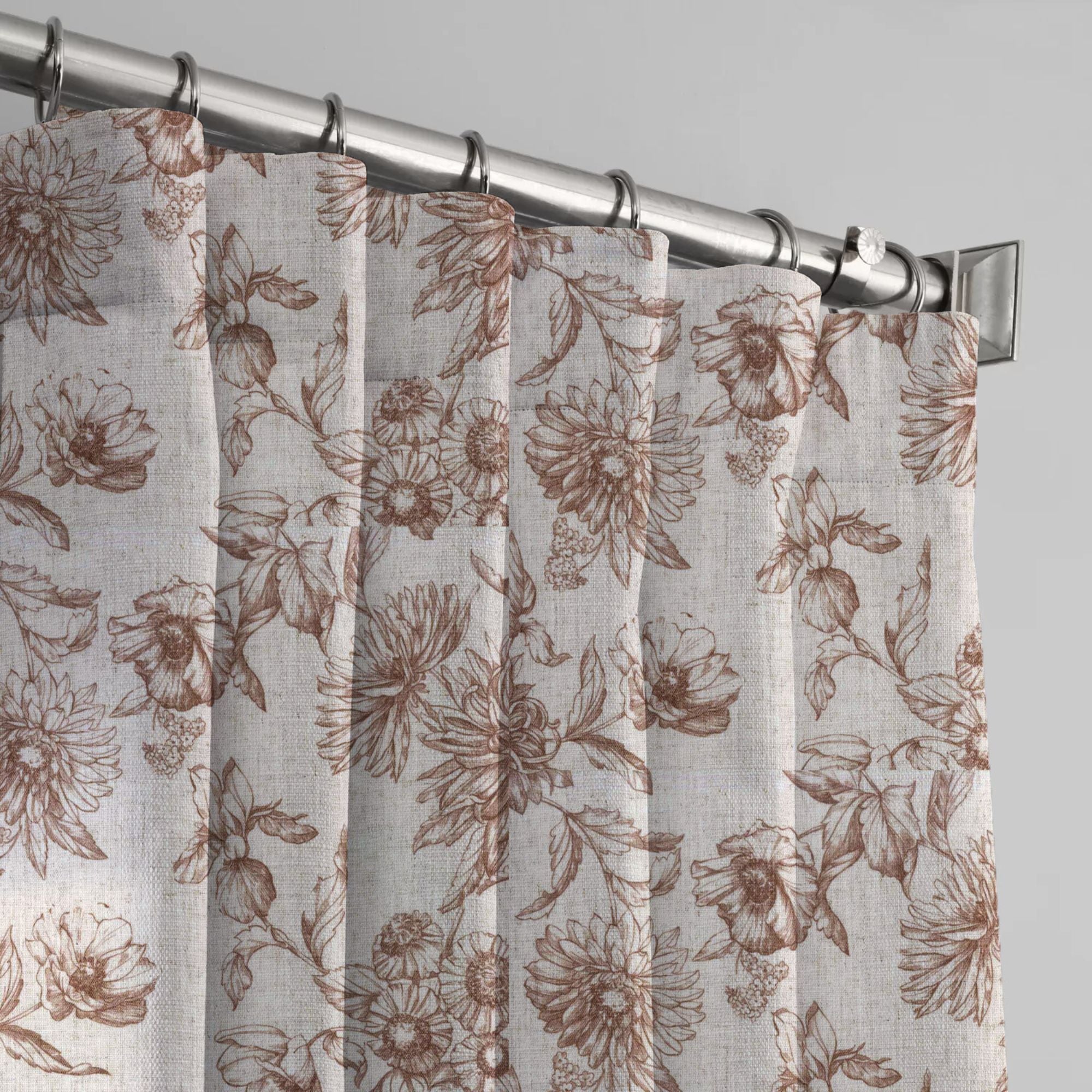 Hand-Painted Floral Linen Curtains | Made to Measure | Blackout & Cotton Lining Options | Single & Pair-2