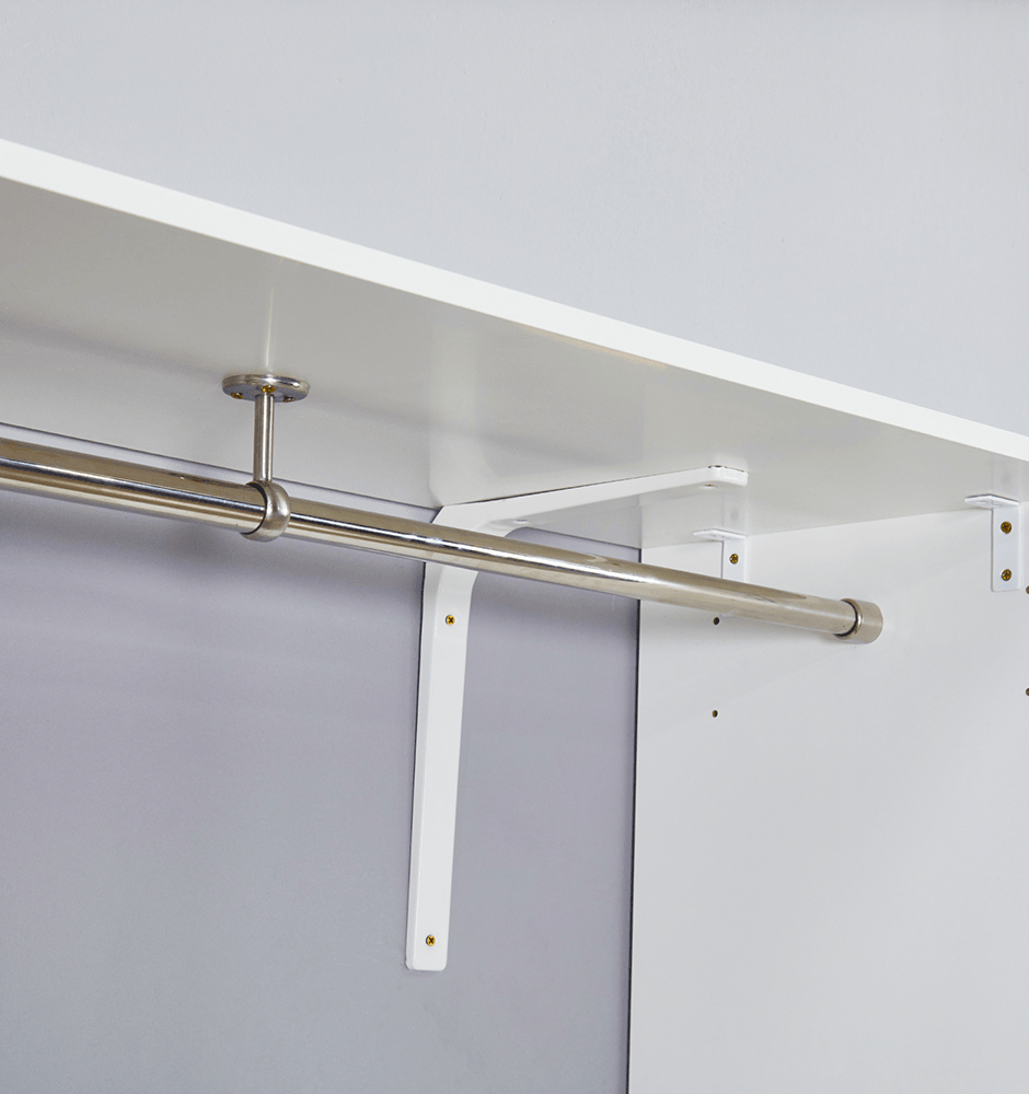 8FT White Closet Organizer System with Shelves, Towers, 3 Drawers & Hanging Rods - Built-In Oak Closet Storage Cabinet for Bedroom - PRHOMZ