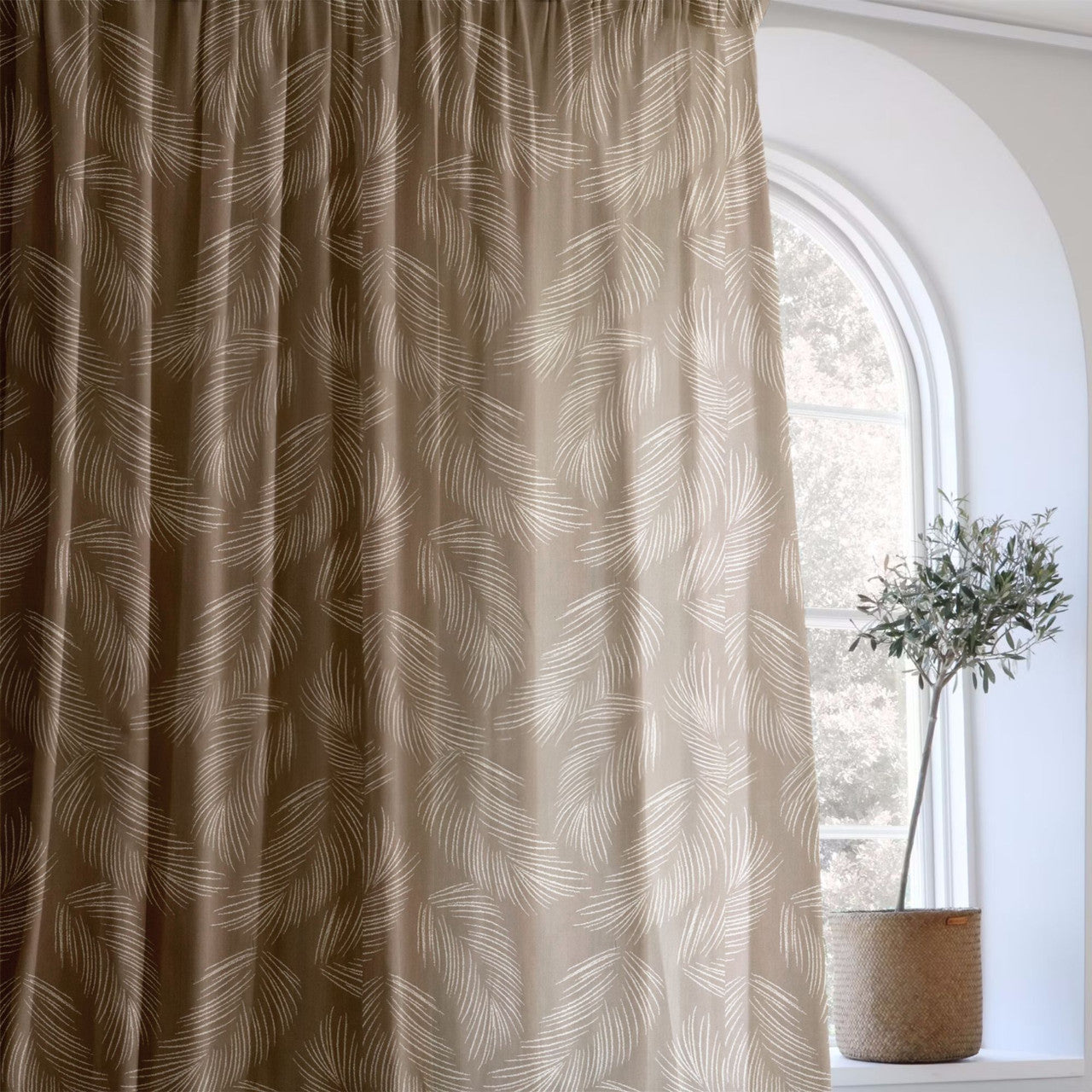 Feather Pattern Cotton Linen Curtains | Pinch & Euro Pleats | Standard & Made to Measure | Blackout or Light Filtering Liner-2