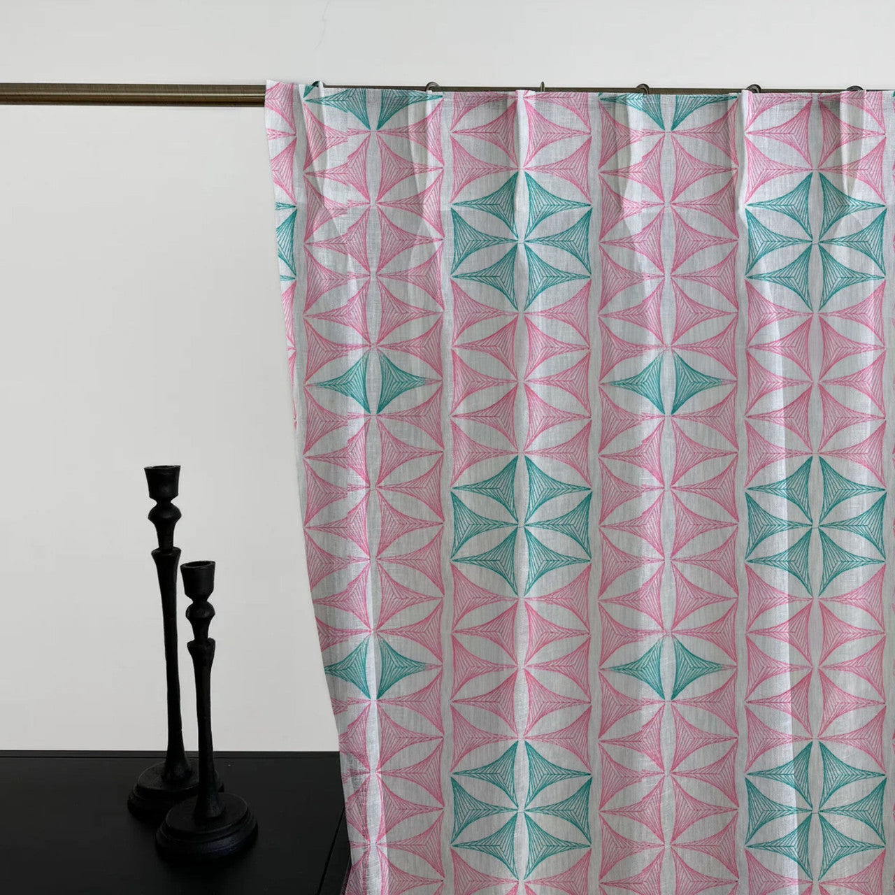 Geometric Embroidered Linen Sheer Curtains | Pinch Pleated | Opaque Privacy Light Filtering Curtains | Standard & Made to Measure-3