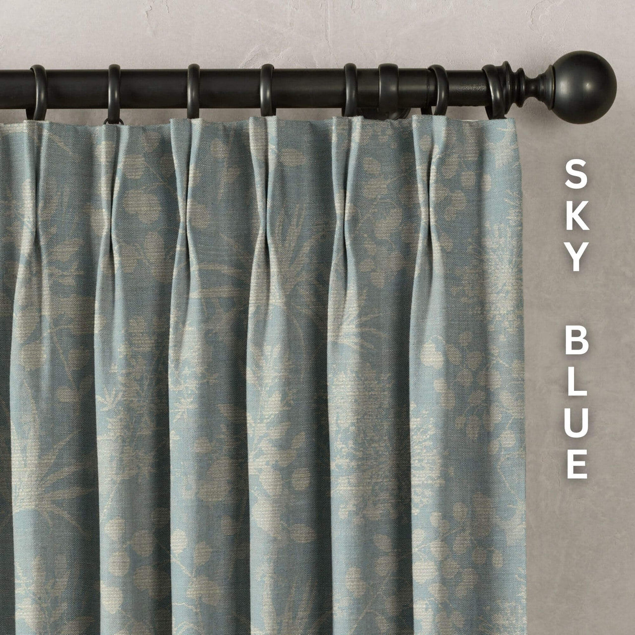 Floral Botanical Print Linen Curtains | 9 Colors | Pinch Pleated | Standard & Made-to-Order Sizes-2