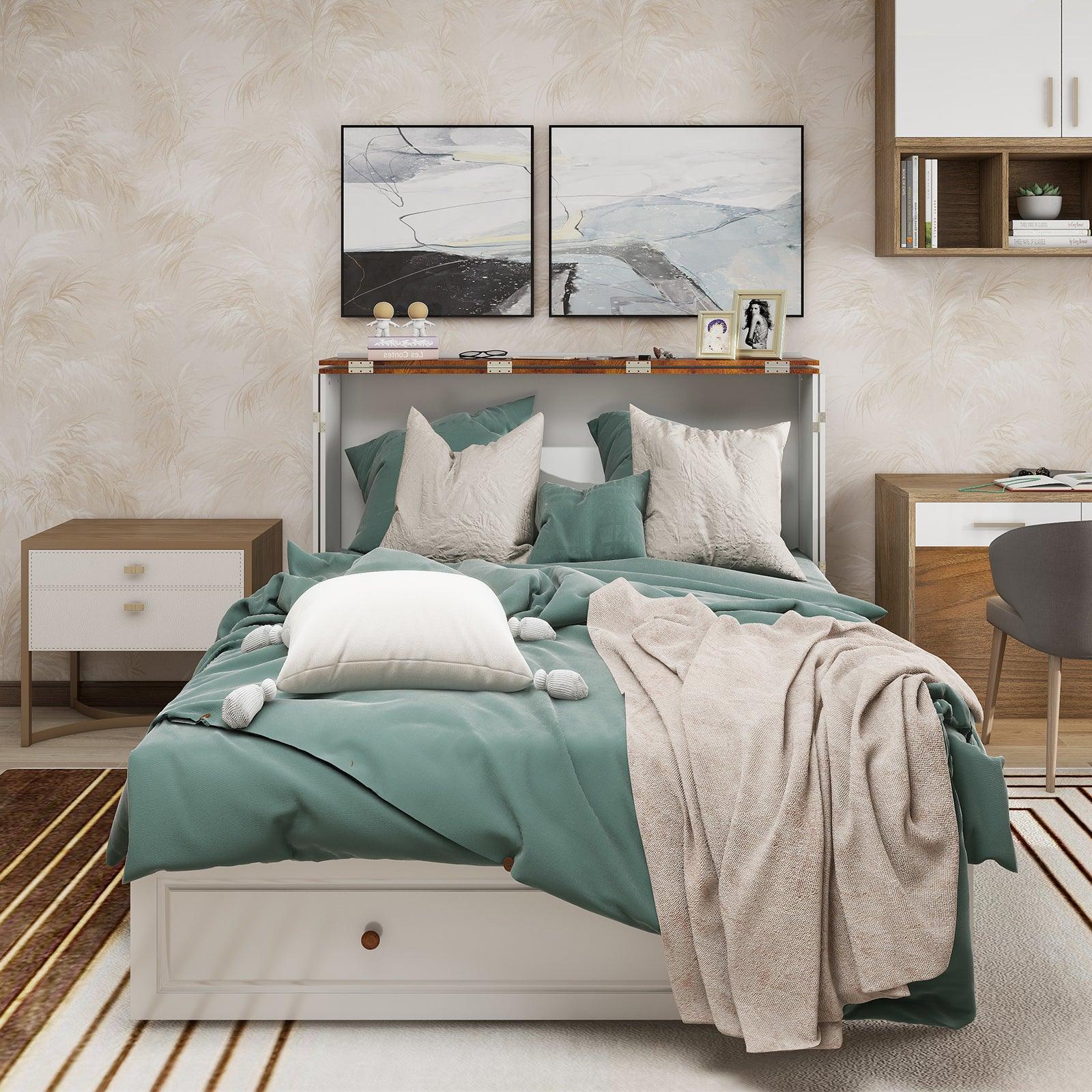 Queen Murphy Bed Cabinet with Storage & USB Ports - PRHOMZ