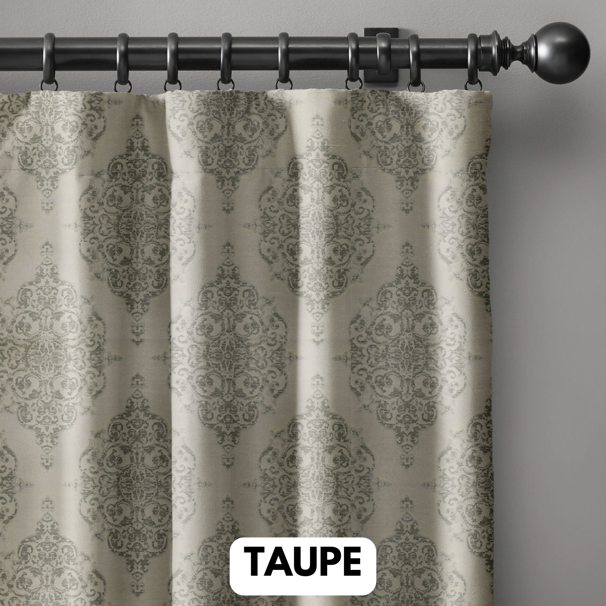 Luxury Damask Silk Jacquard Curtains | Blackout & Light Filtering Lined Drapes | Standard & Made to Measure-3