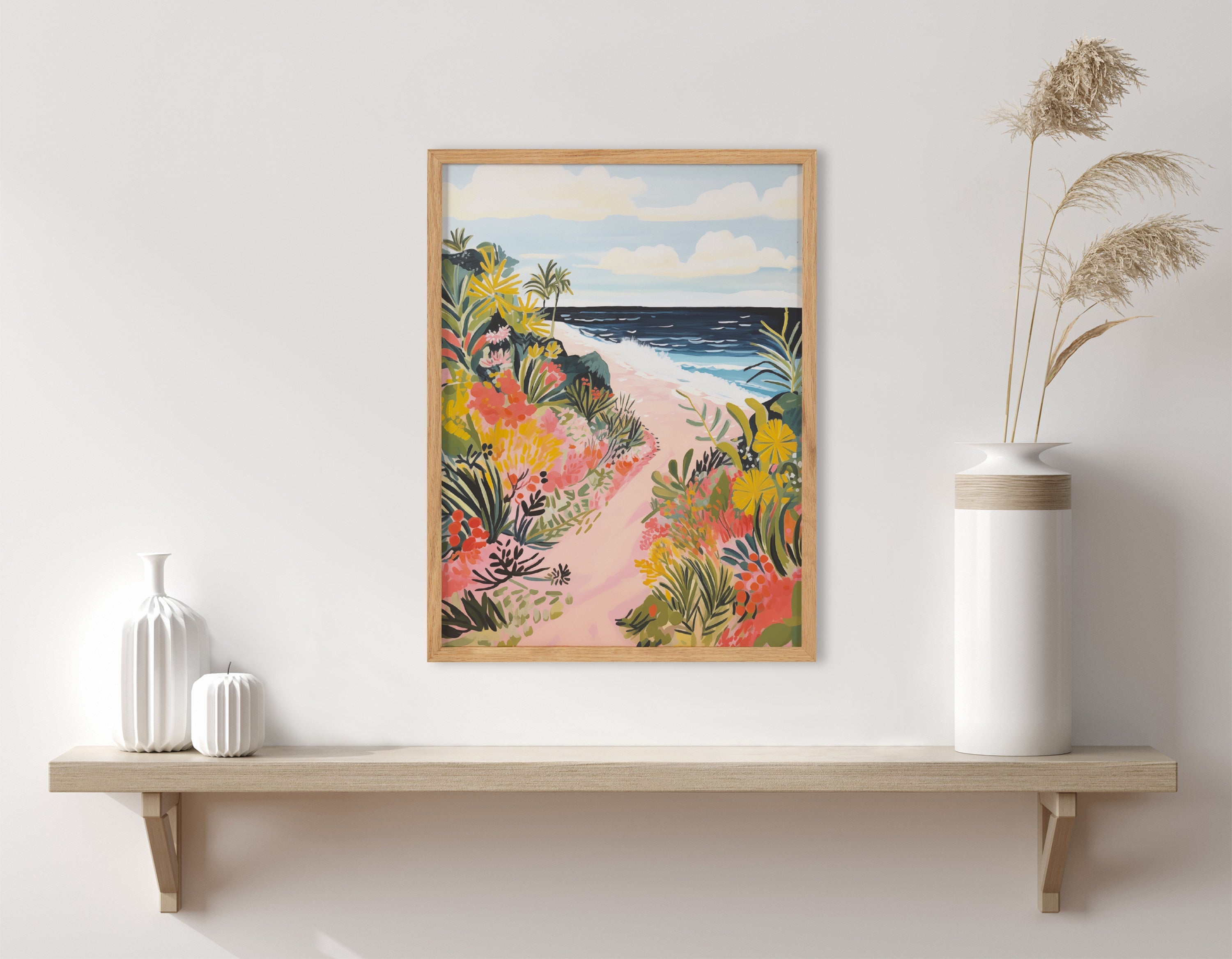 Gallery Tropical Bright Ocean Path Landscape Print by The Creative Bunch Studio