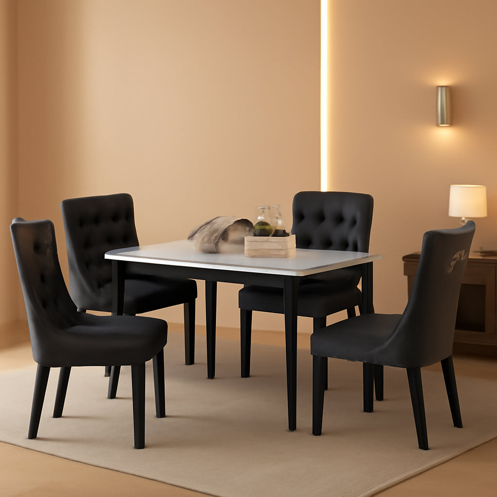 Tufted Velvet Dining Chairs Set of 4 With Acrylic Legs