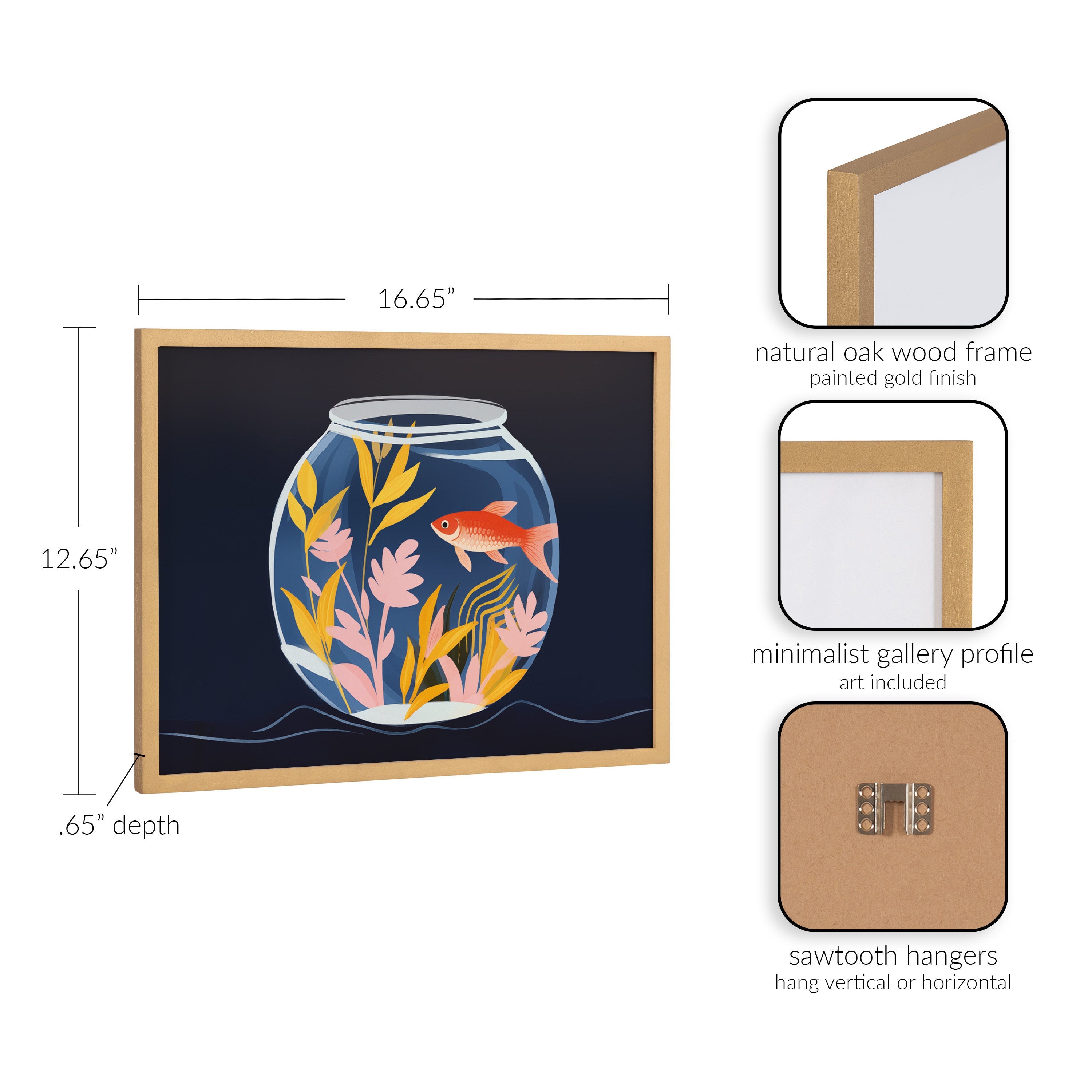 Gallery Pet Goldfish Cute Botanicals Fish Tank Print by The Creative Bunch Studio