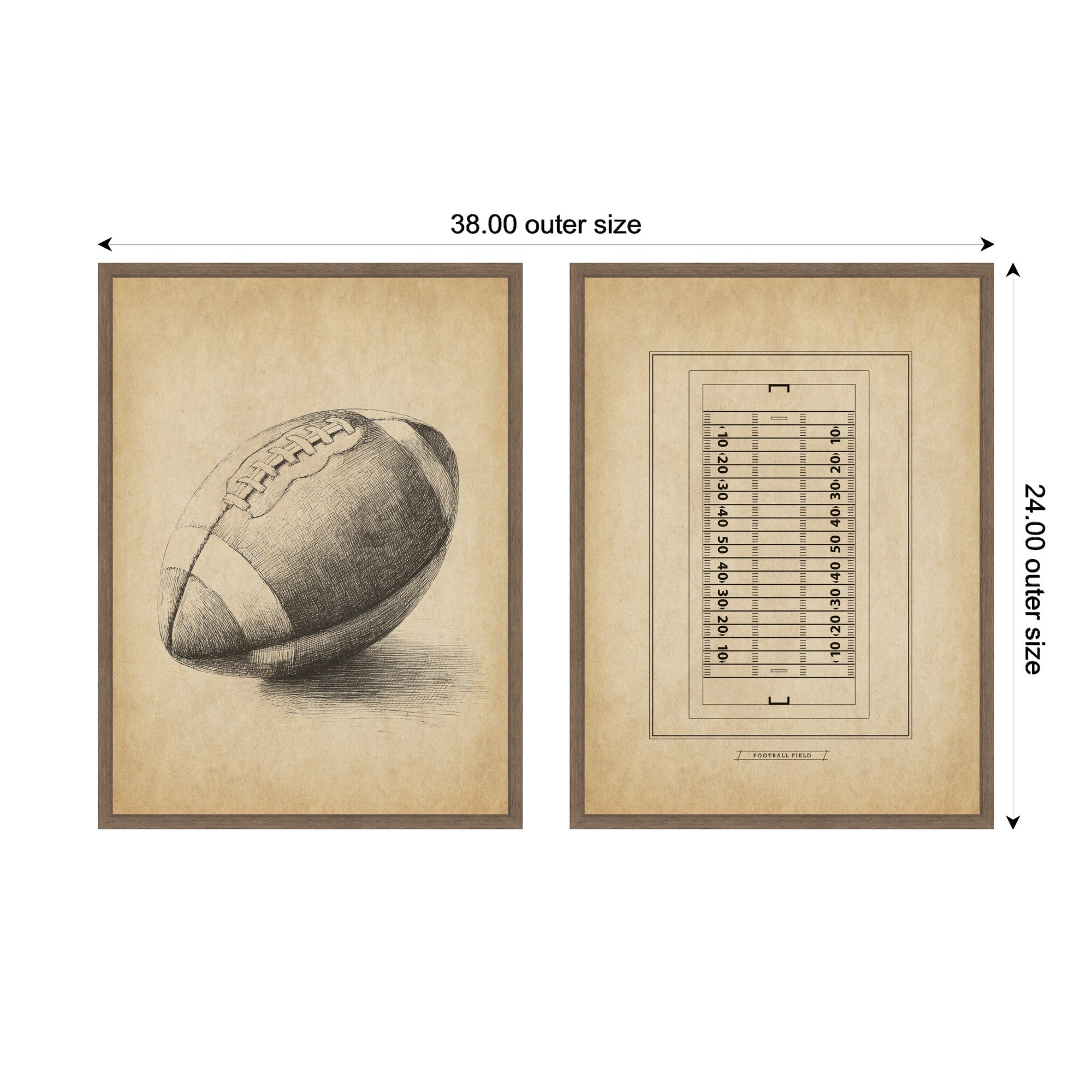 Vintage Football 2 Piece Framed Canvas Wall Art Set by The Creative Bunch Studio