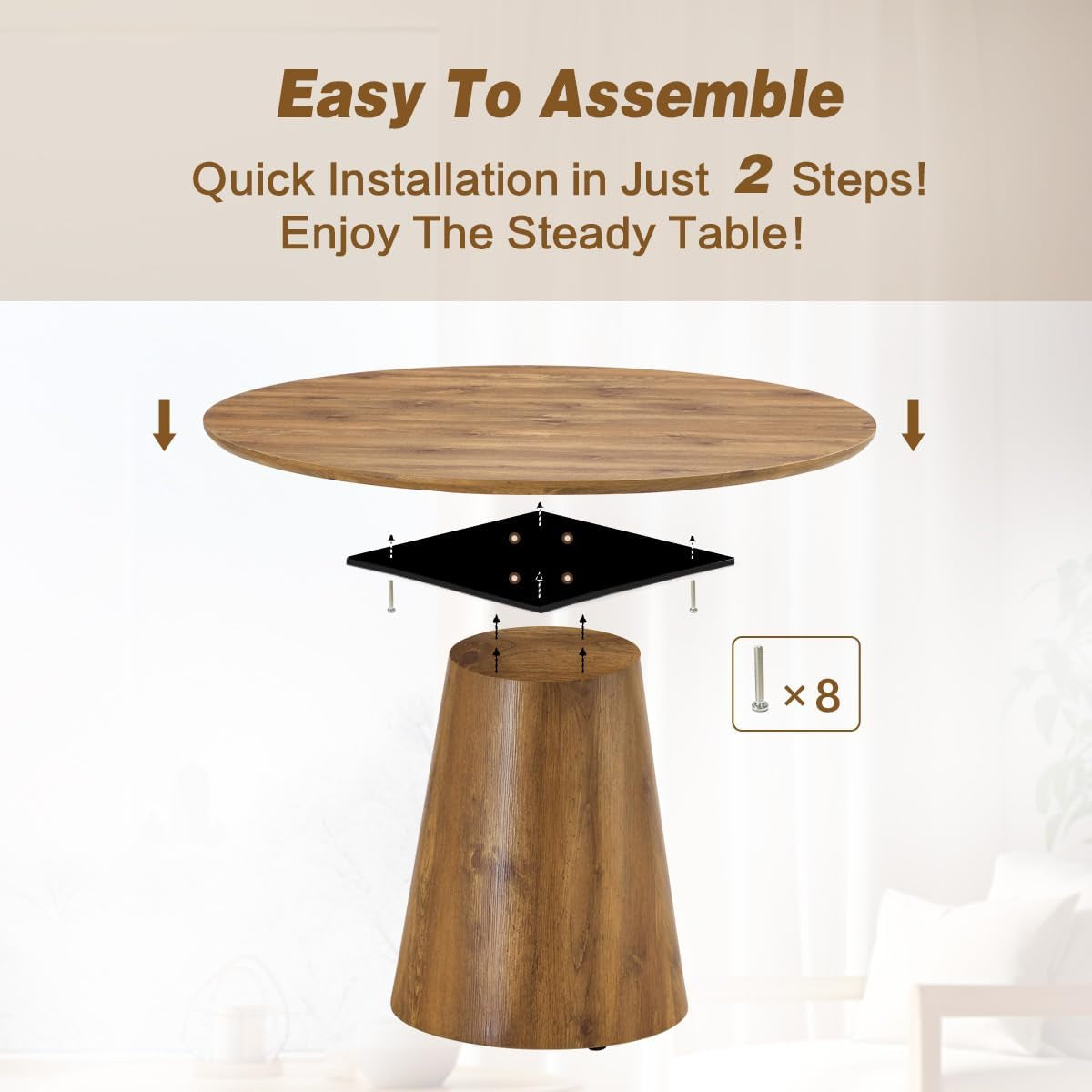 Luxurious Round Space Saving Dining Table Set For Four