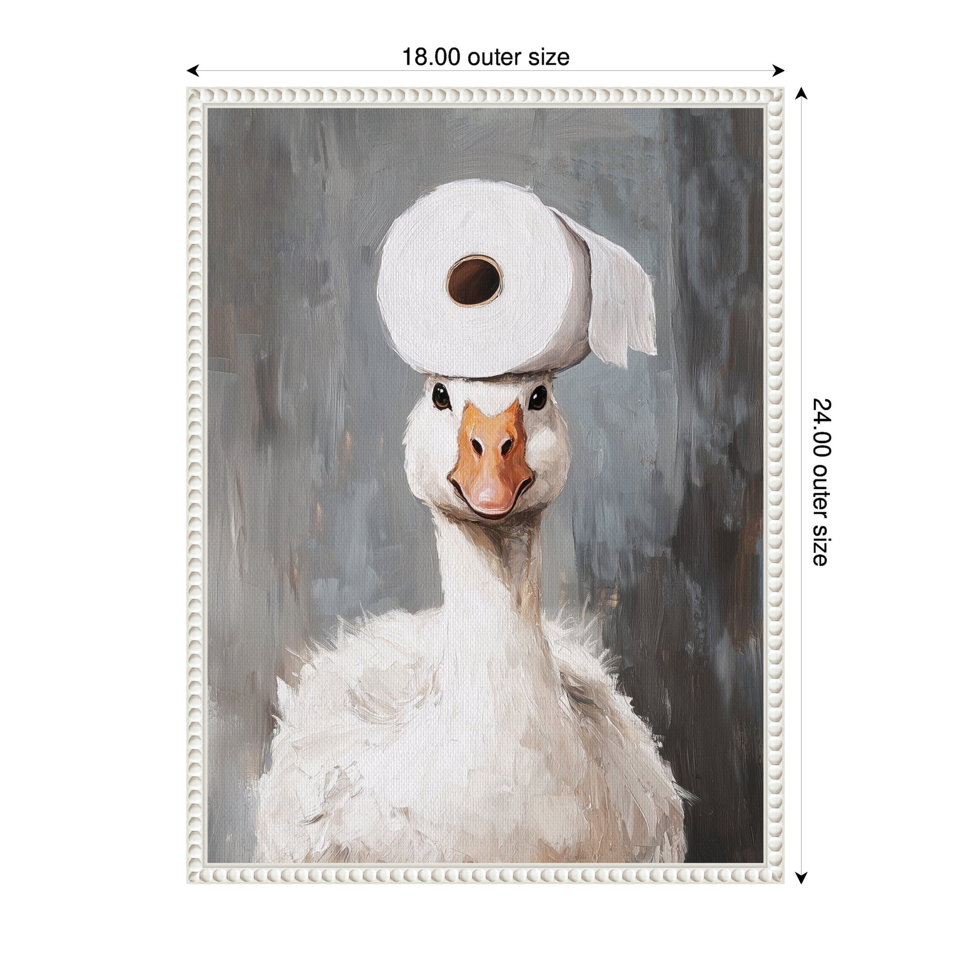 Sylvie Toilet Paper Roll on Cute Goose Head Bathroom Art Framed Canvas by The Creative Bunch Studio