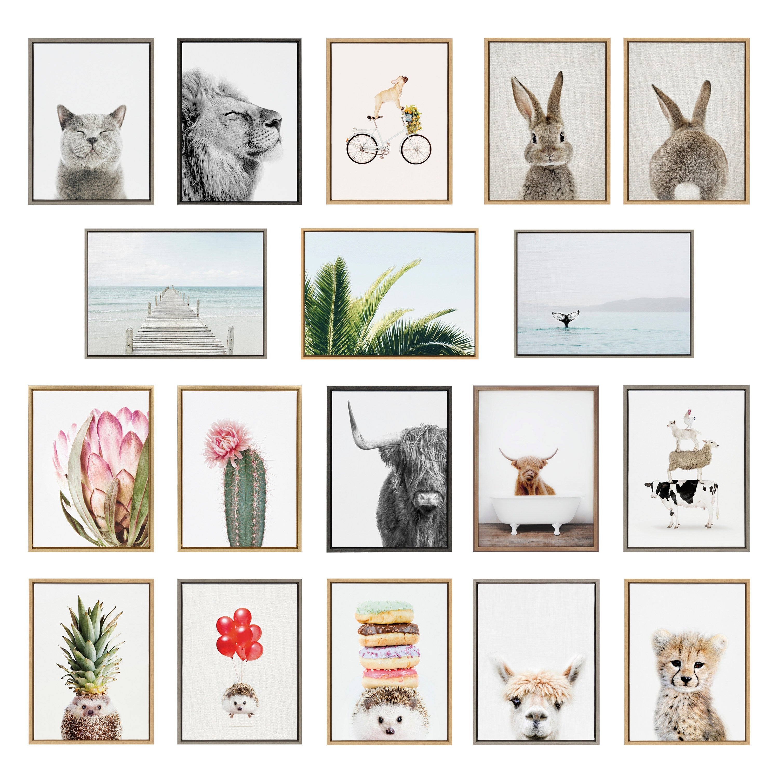 Sylvie Bunny Portrait and Bunny Tail Framed Canvas Art Set by Amy Peterson Art Studio