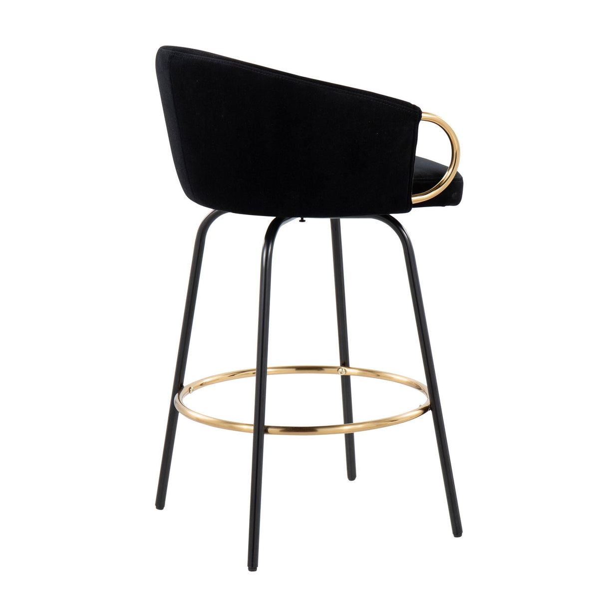 Contemporary Glam Counter Stool Set of 2 with Upholstered Seats – Light Blue, Dark Green, Beige, or Black
