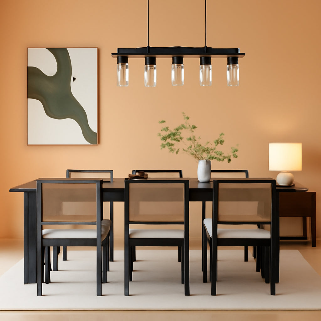 Rattan Dining Chairs Set Of Six Two Tone Black Cream Finish