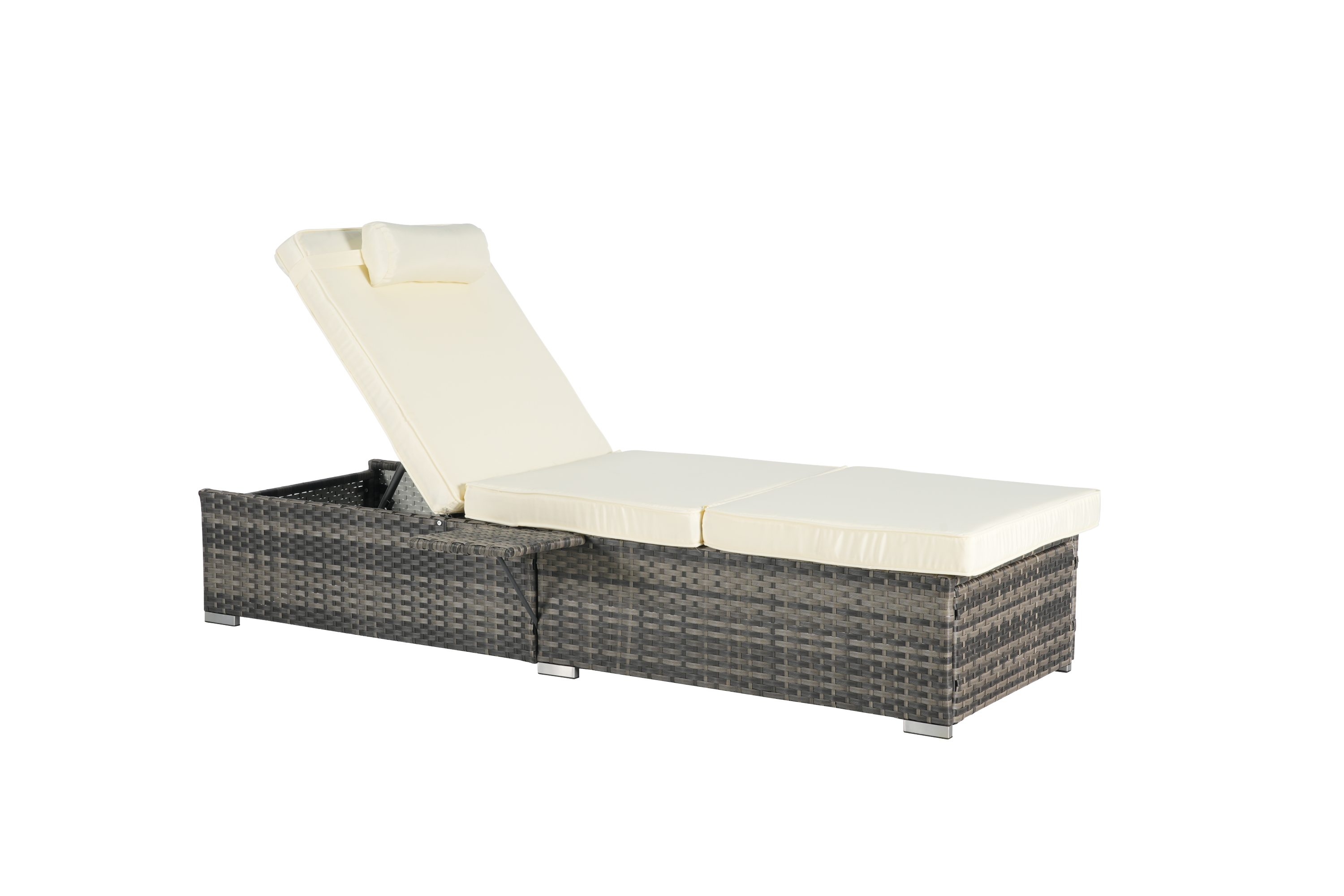 Outdoor Chaise Lounge Chair Set of 2 with Storage and Cushions