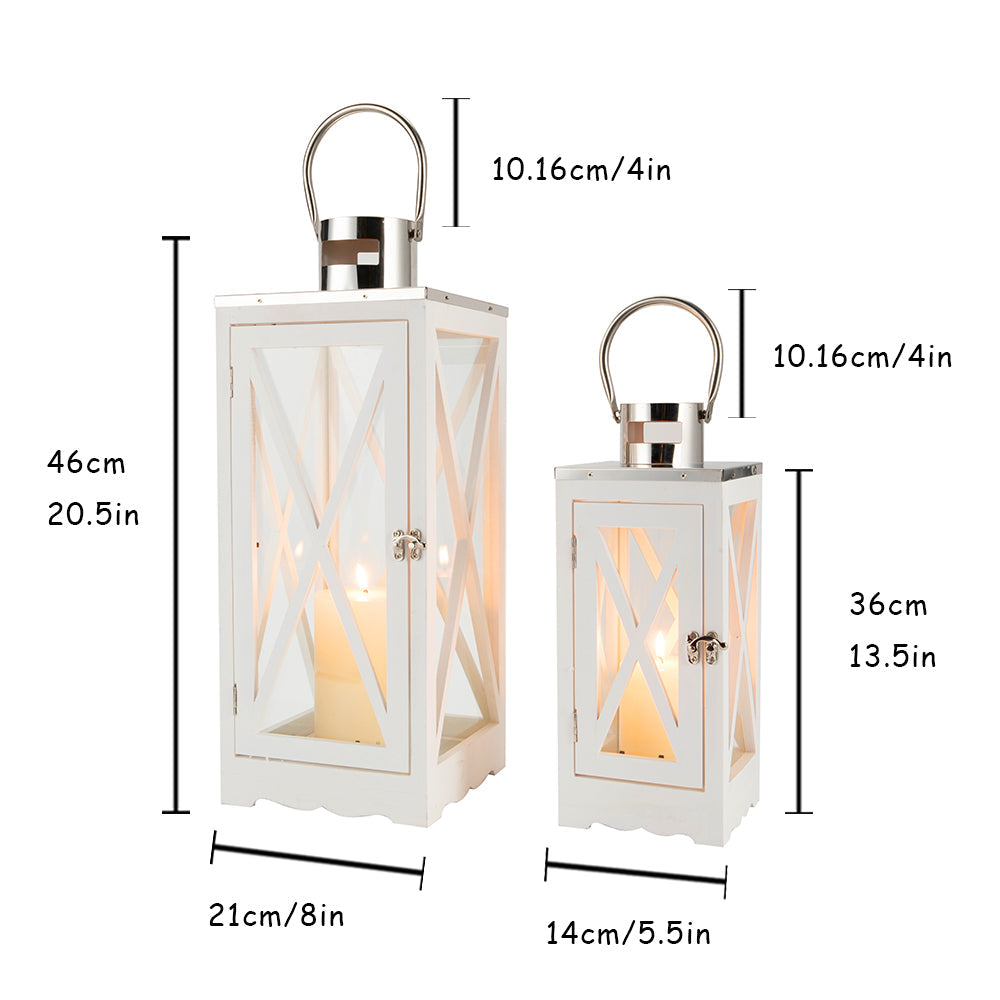 17.5''&24.5'' H Metal Decorative Candle Holders Rustic Hanging Lantern(Set of 2)-3