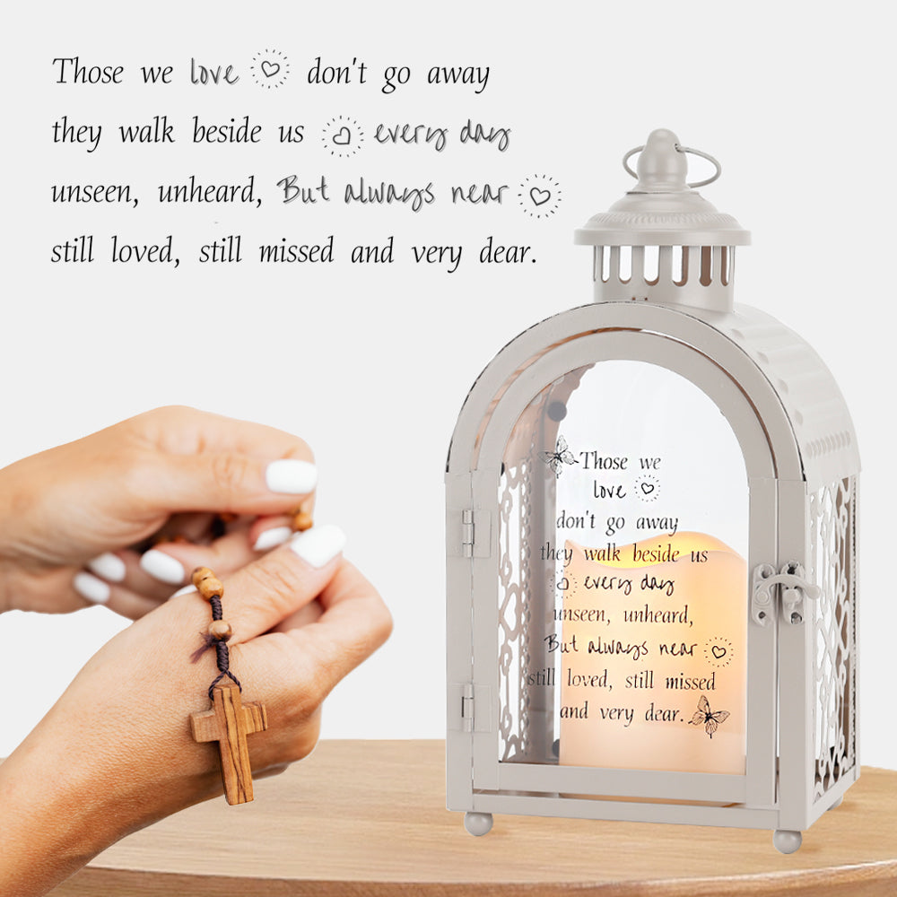 11''High Remembrance Lantern with Memorial Poem Bereavement Sympathy Gift Memorial Lantern (Grey)-3