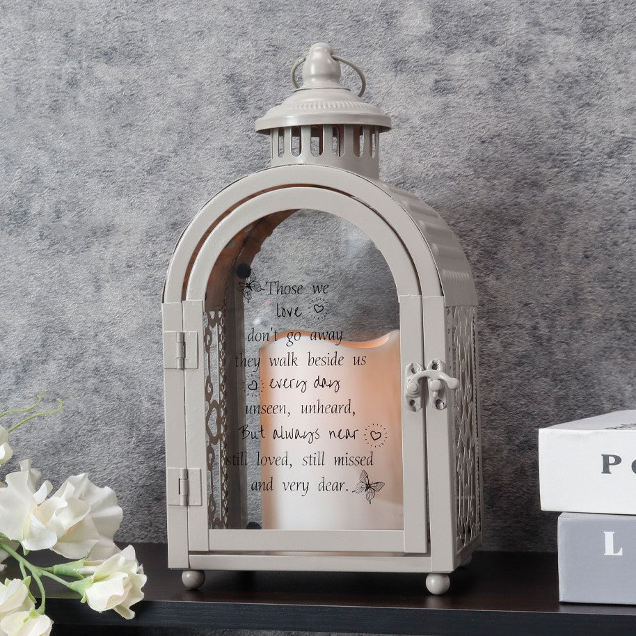 11''High Remembrance Lantern with Memorial Poem Bereavement Sympathy Gift Memorial Lantern (Grey)-2