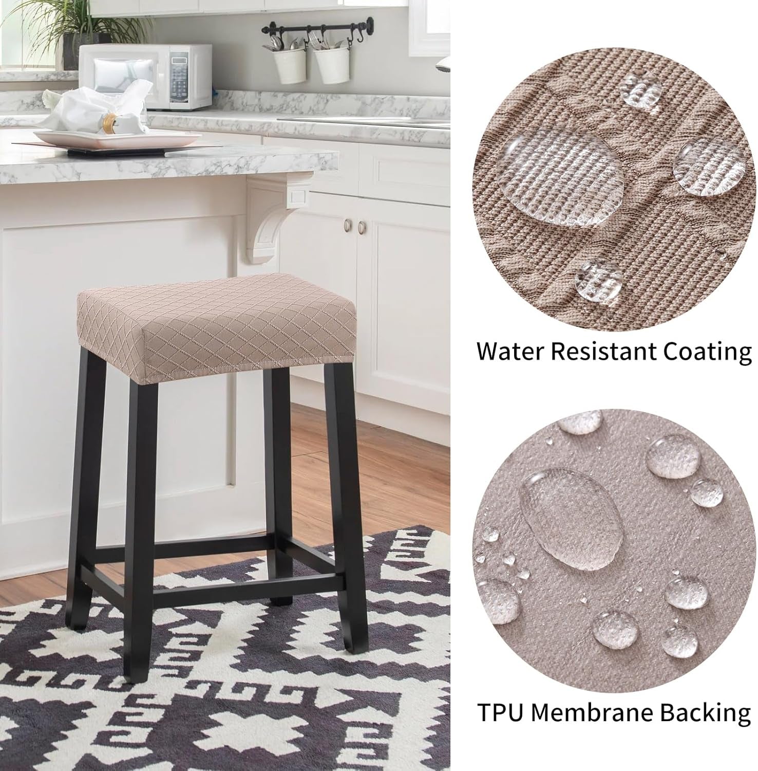 Rectangular Bar Stool Covers 2 Pack Waterproof Stretch