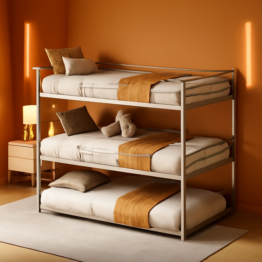 Black Triple Metal Bunk Bed Twin XL Full Queen Sizes