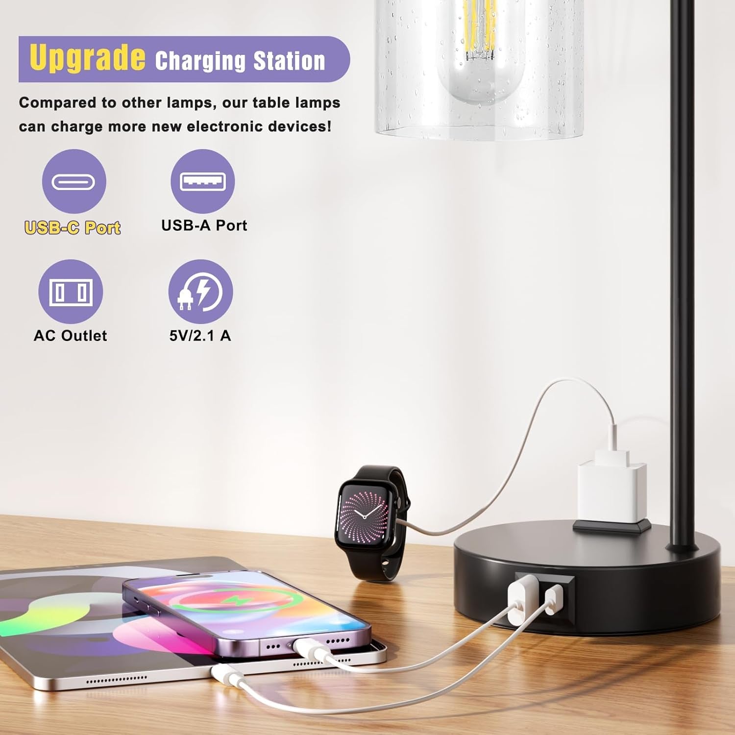 Industrial Touch Table Lamps 2 Pack Black 3 Way Dimming