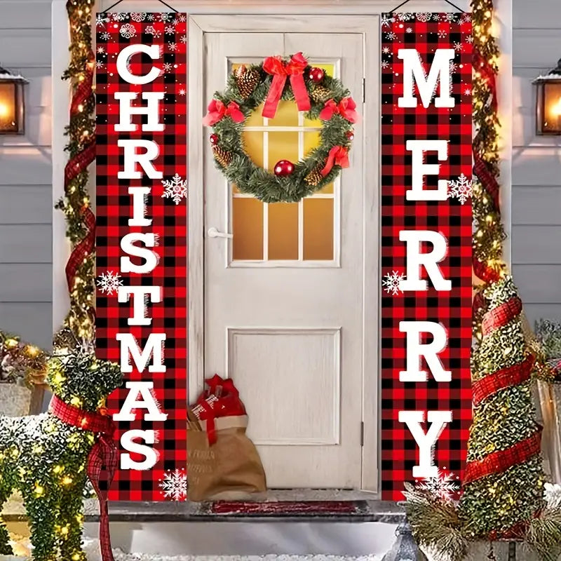 Enhance Your Festive Decor with Set of 2 Christmas Outdoor Porch Signs-2